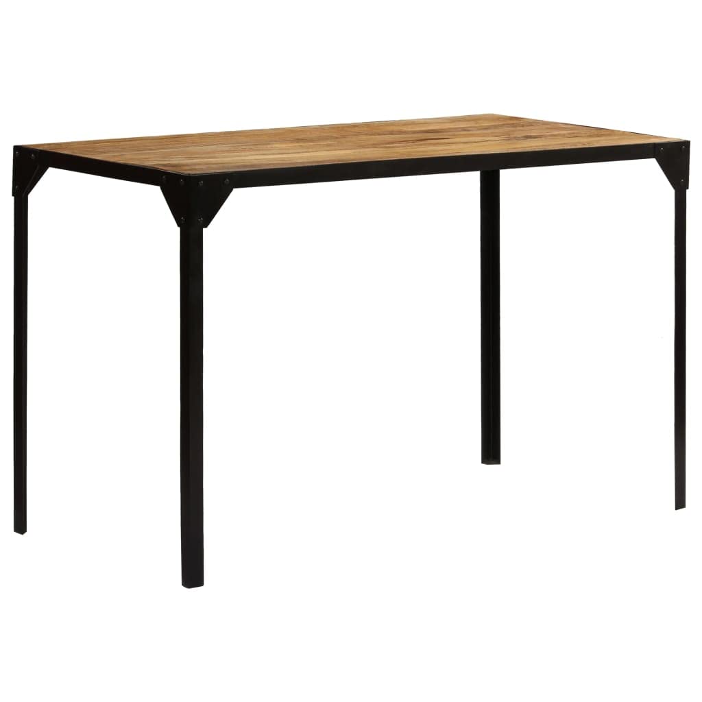 Mid-Century Modern Rectangular Dining Table - Solid Mango Wood & Steel, 47.2
