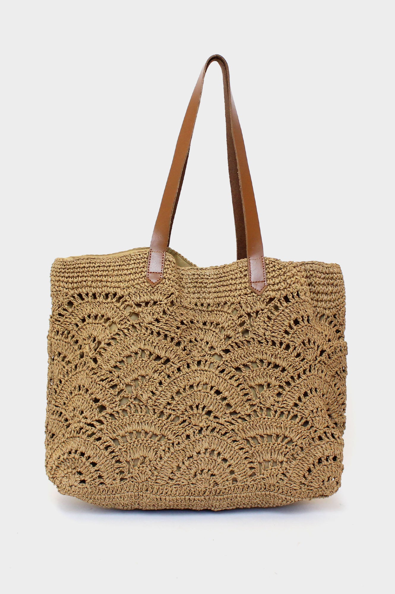 Natural Raffia Crochet Beach Bag - Handmade Straw Tote for Women | Perfect for Summer Vacation, Pool Party & Beach Accessories