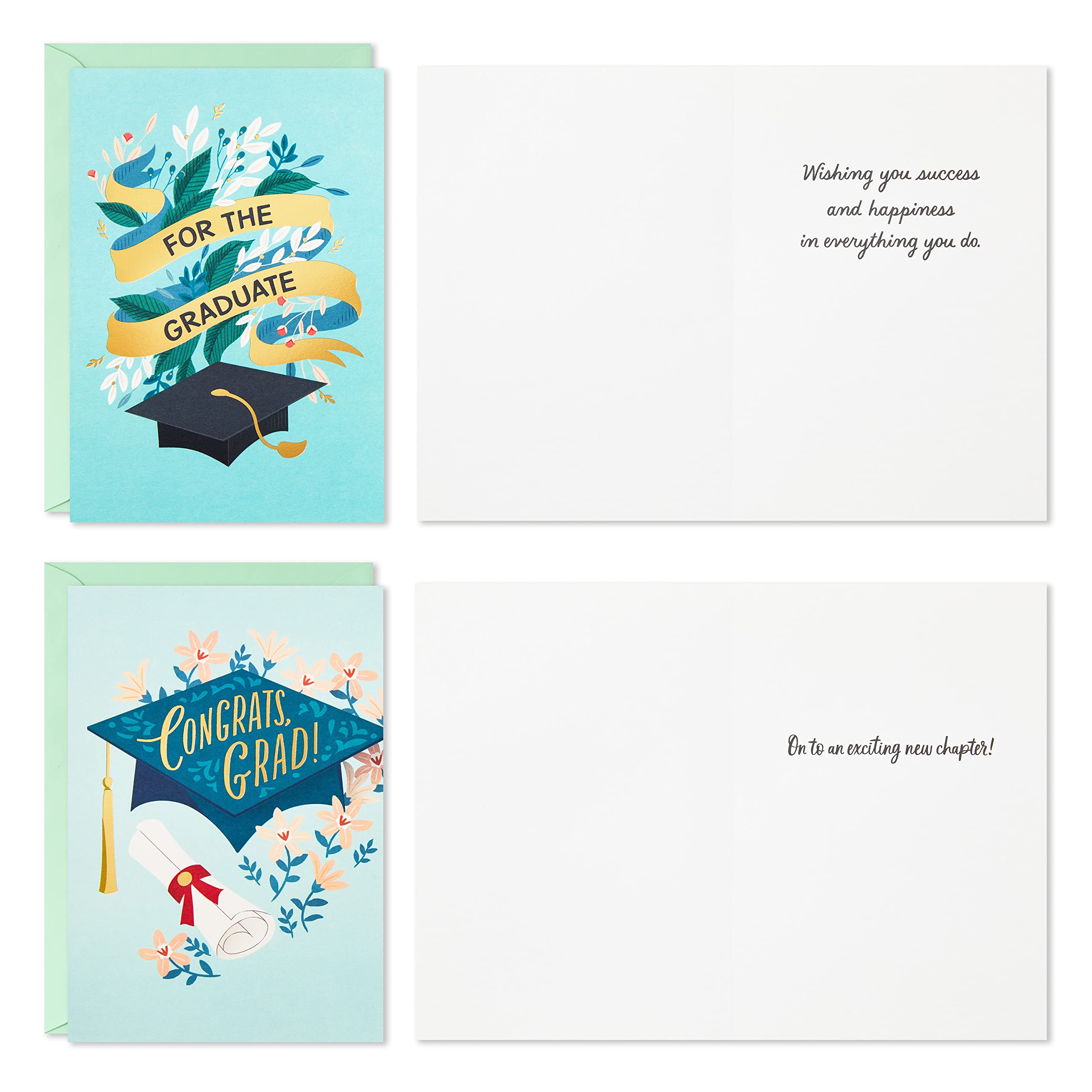 Hallmark Graduation Greeting Cards Set for Women - 16 Inspirational Cards & Envelopes (4 Beautiful Designs) - Perfect for Graduation Gifts, Congratulations & Encouragement - 