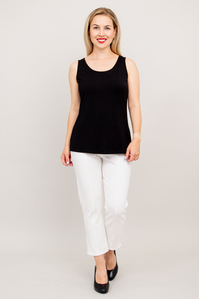 Avalon Black Bamboo Tank Top - Women's Casual Sleeveless Shirt for Summer, Yoga, and Outdoor Activities