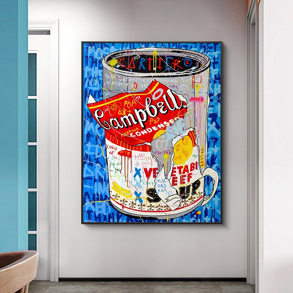 Tomato Soup Canvas Wall Art - Vintage Pop Art Kitchen Decor for Dining Room & Home