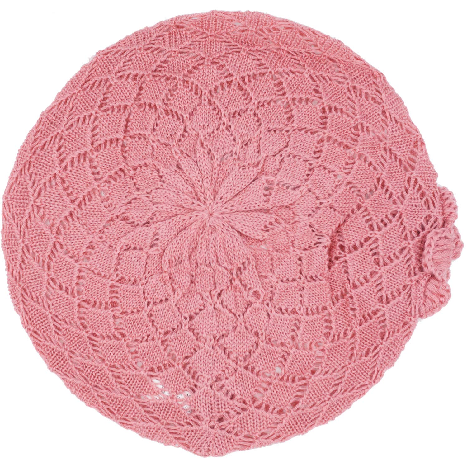 Women's Crochet Flower Beanie Hat - Lightweight Knit Beret with Cutout Design - Fashionable Winter Cap for Women - Perfect for Outdoor Activities, Travel & Casual Wear