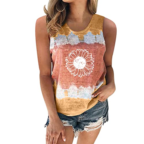 Women's Loose Fit V-Neck Tie Dye Tank Top - Sleeveless Summer Camisole Casual Tunic Blouse for Beach, Yoga & Everyday Wear