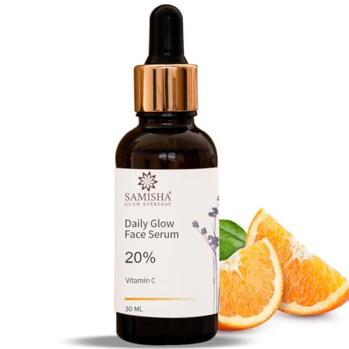 Samisha 20% Vitamin C Brightening Serum for Dark Spots & Hyperpigmentation | Anti-Aging Face Serum with Hyaluronic Acid for Acne Scars & Sun Damage | Glow Booster for Day & Night Skincare Routine (1 Pack)