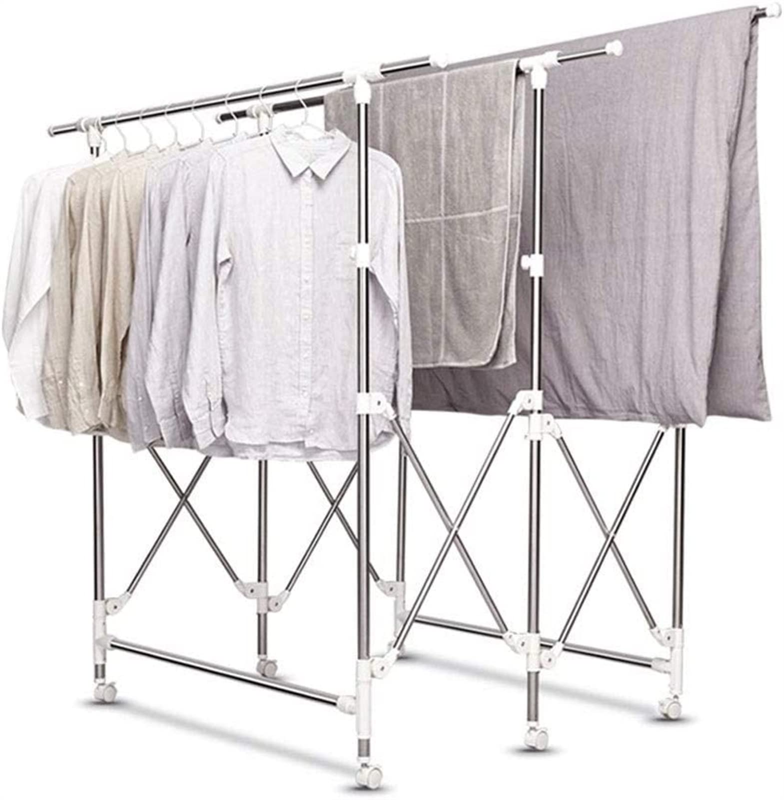Foldable Stainless Steel Drying Rack for Laundry - Space Saving Indoor/Outdoor Clothes Drying Rack with Removable Bars | Perfect for Apartments, Balconies & Small Spaces