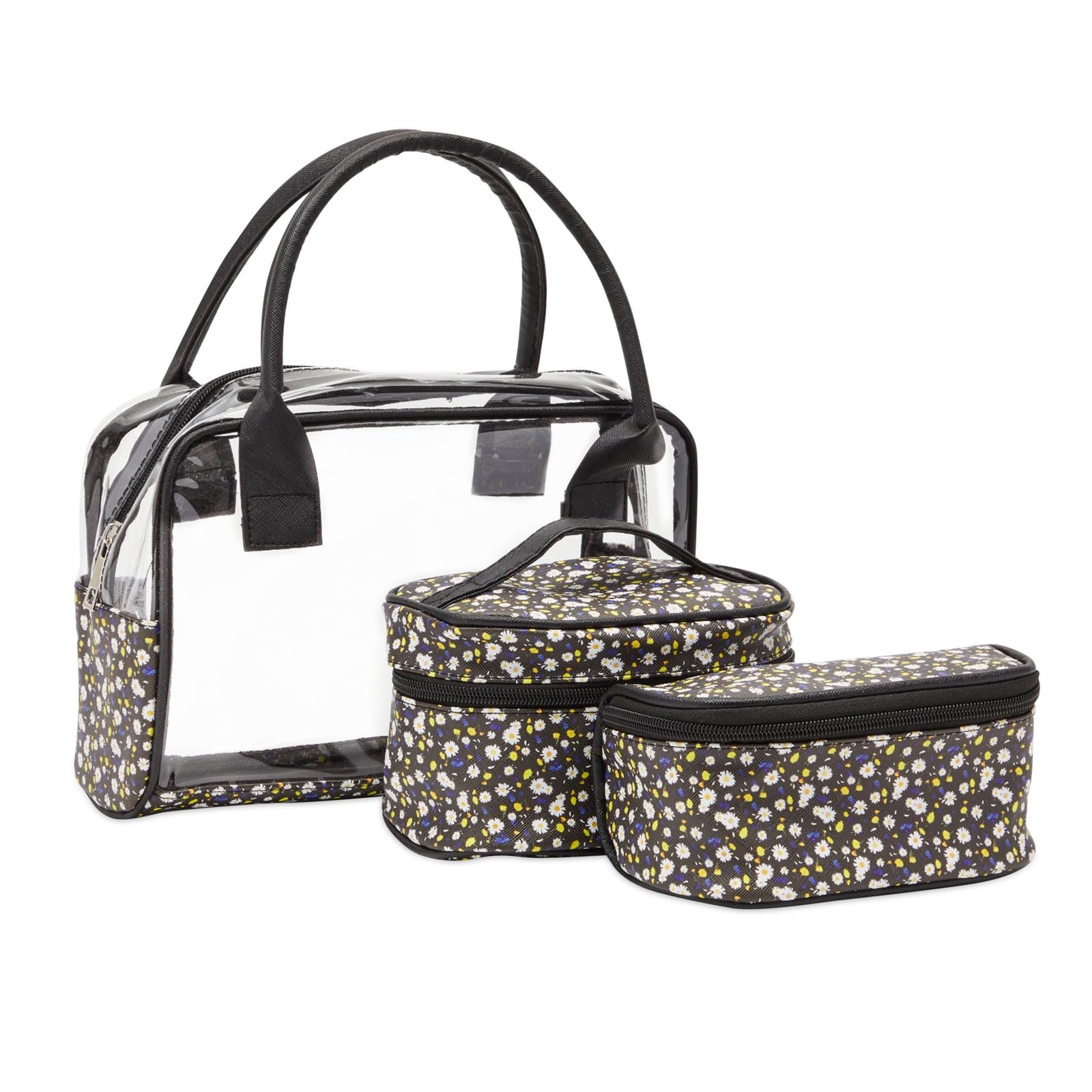 Floral Makeup Bag Set with Travel Organizer - 3 Piece Cosmetic Pouch Set (Small, Medium, Large) for Travel, Gym & Daily Essentials Storage