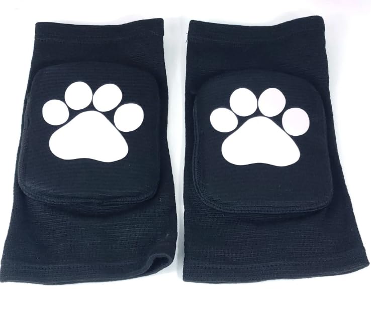 Paw Print Women's Knee Pad - Black, Size S - Durable Yoga & Pole Dance Knee Protector with Padded Sponge for Comfortable Floor Dance & Fitness