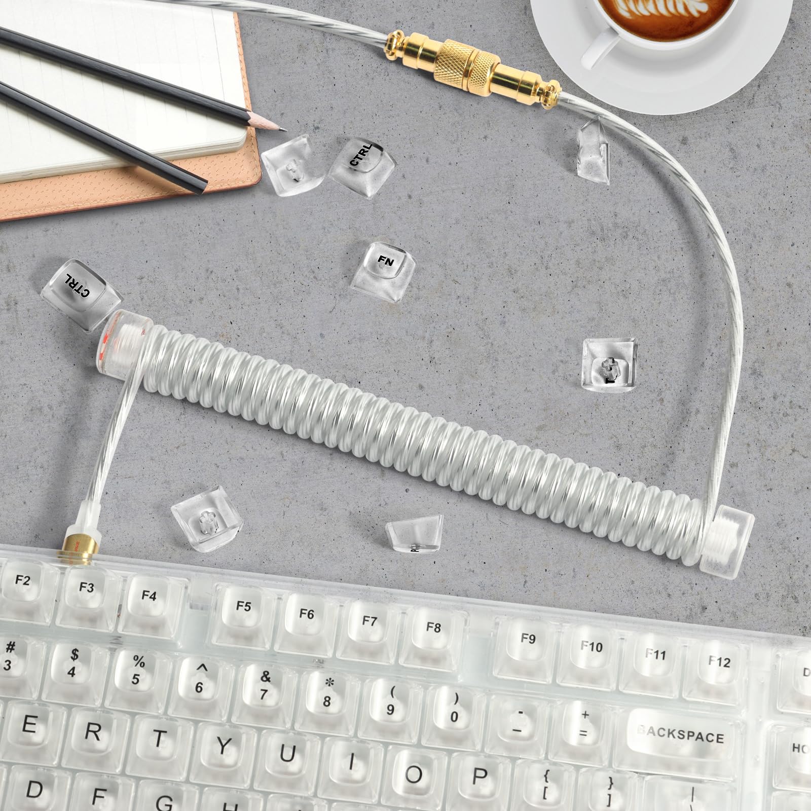 Custom Coiled Gaming Keyboard Cable - 8KHz USB-C with Aviator Connector for Pro Gamers