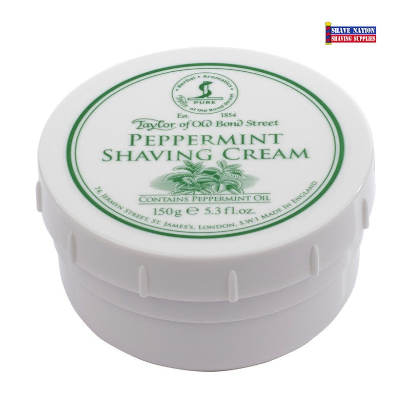 Taylor of Old Bond Street Peppermint Shaving Cream Jar - Premium Men's Grooming Product for Smooth Shaving - Perfect for Daily Use & Gift Sets
