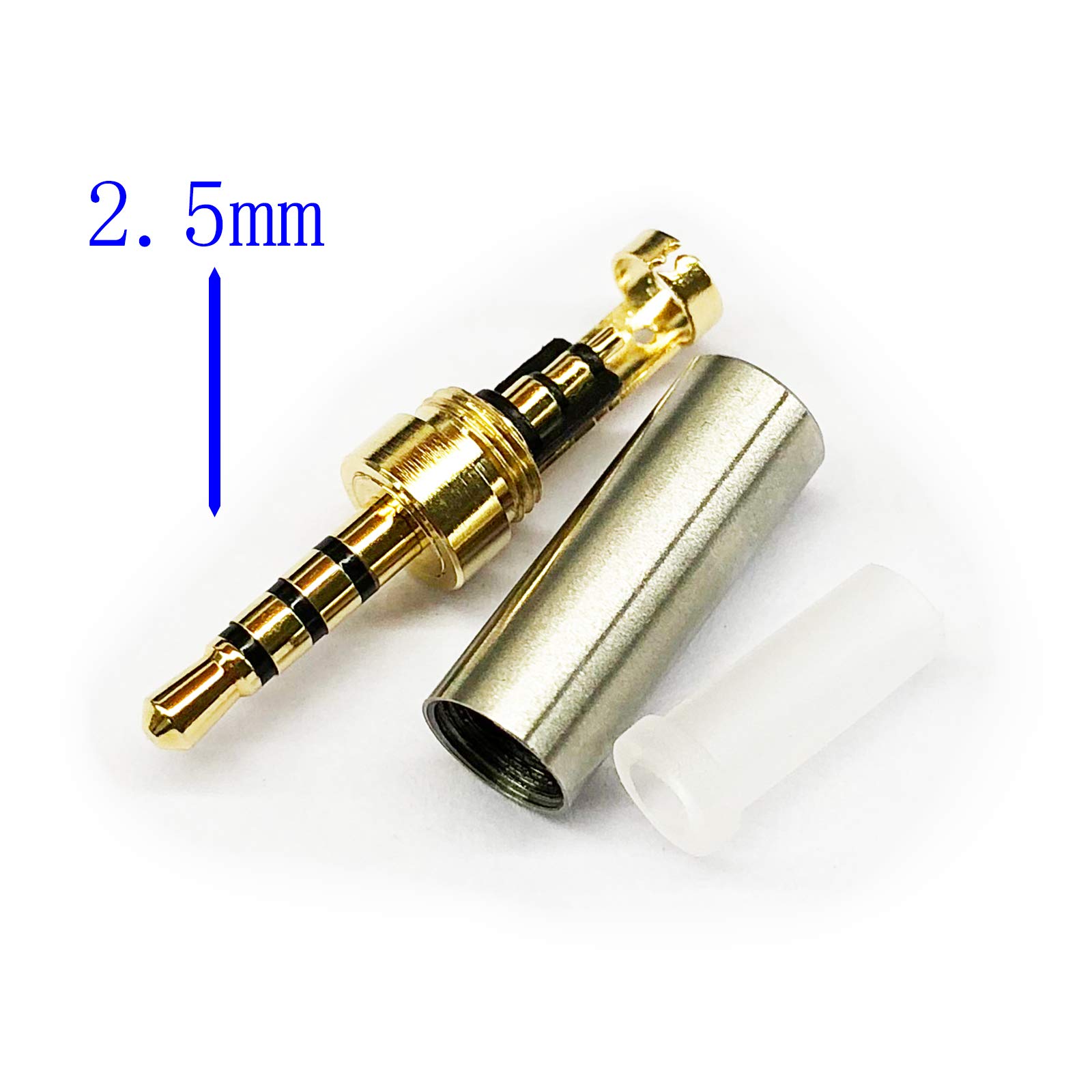 2Pcs Gold 4 Pole 2.5mm Male Headphone Jack Plug - Audio Repair Connector for Soldering Headphones, Earbuds & Headsets - Durable Metal Construction for DIY Fixes & Electronic Projects