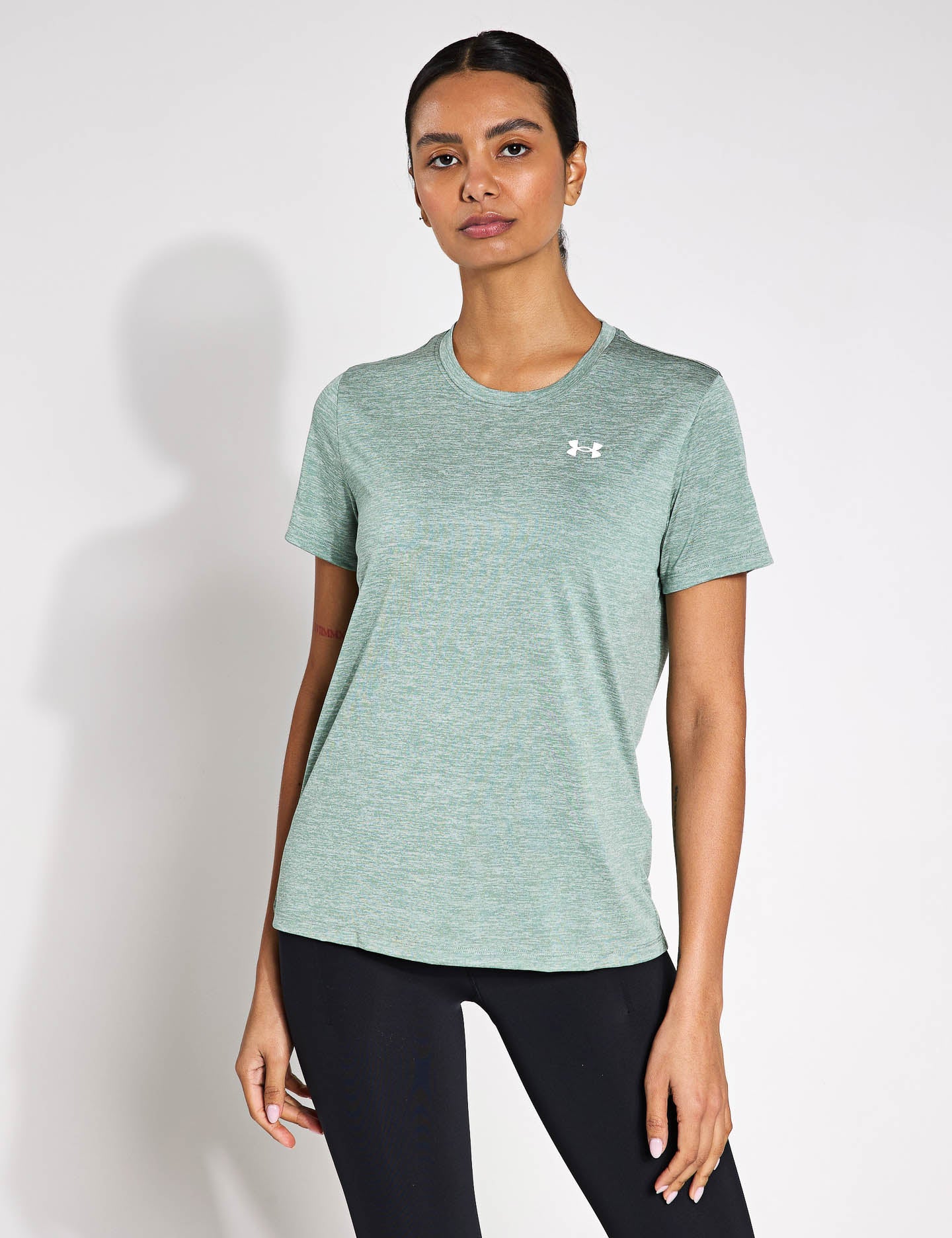 UA Tech Twist Short Sleeve T-Shirt for Men - Moisture-Wicking, Breathable Silica Green/White - Perfect for Gym, Running & Outdoor Activities