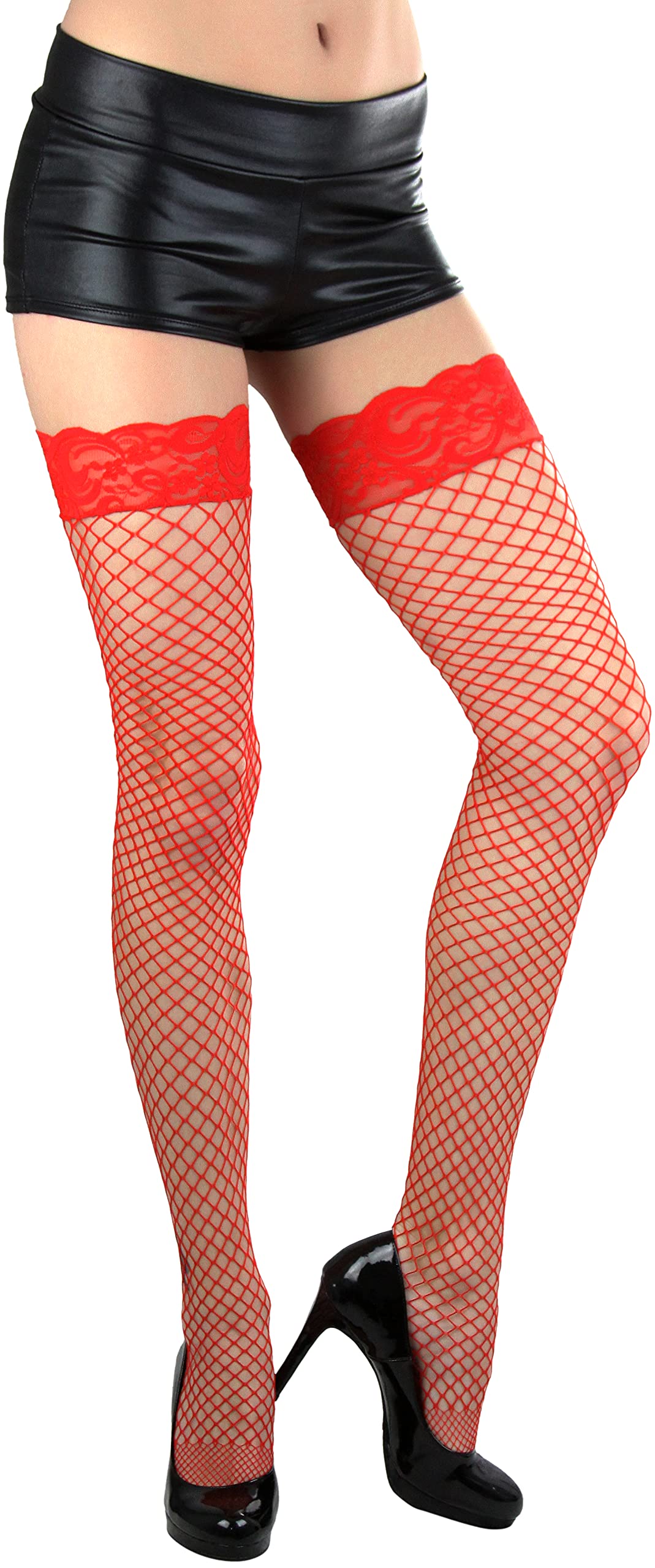 ToBeInStyle Women's Bright & Vibrant Fishnet Thigh High Stockings - Sexy Fashion Hosiery for Parties, Cosplay & Night Out