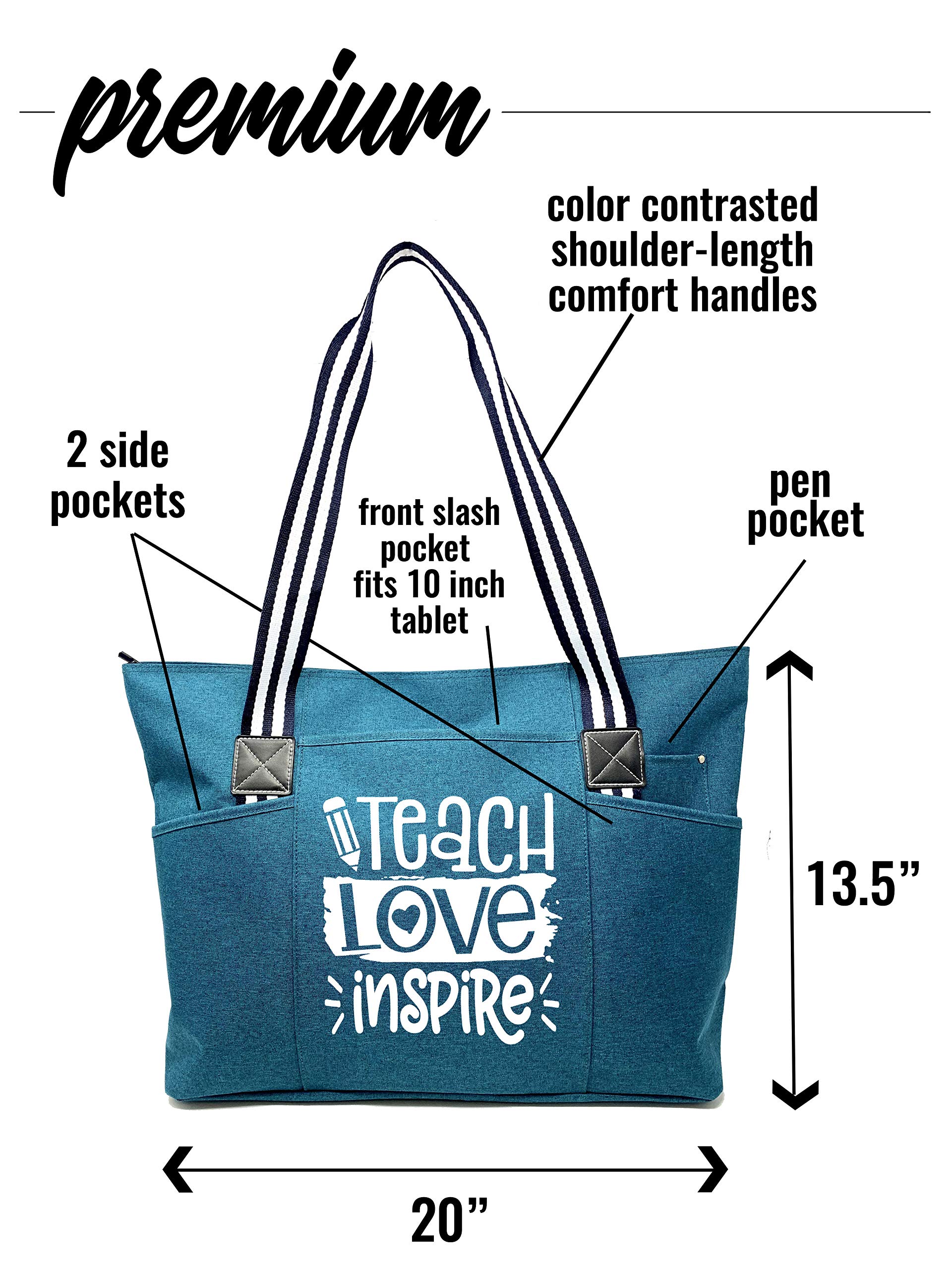 Brooke & Jess Designs Teacher Tote Bag for Women - Durable Work Handbag with Multiple Pockets, Perfect Teacher Appreciation Gift for Educators, Back to School & Classroom Essentials