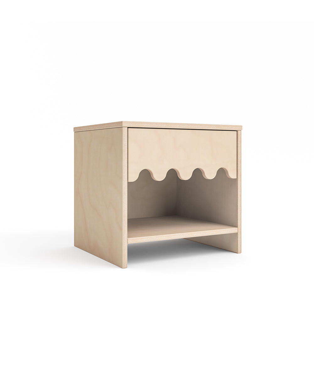 Oeuf Kids Moss Birch Nightstand - Modern Wooden Bedside Table for Children's Room, Nursery, and Toddler Bedroom - Perfect for Bedtime Stories and Storage