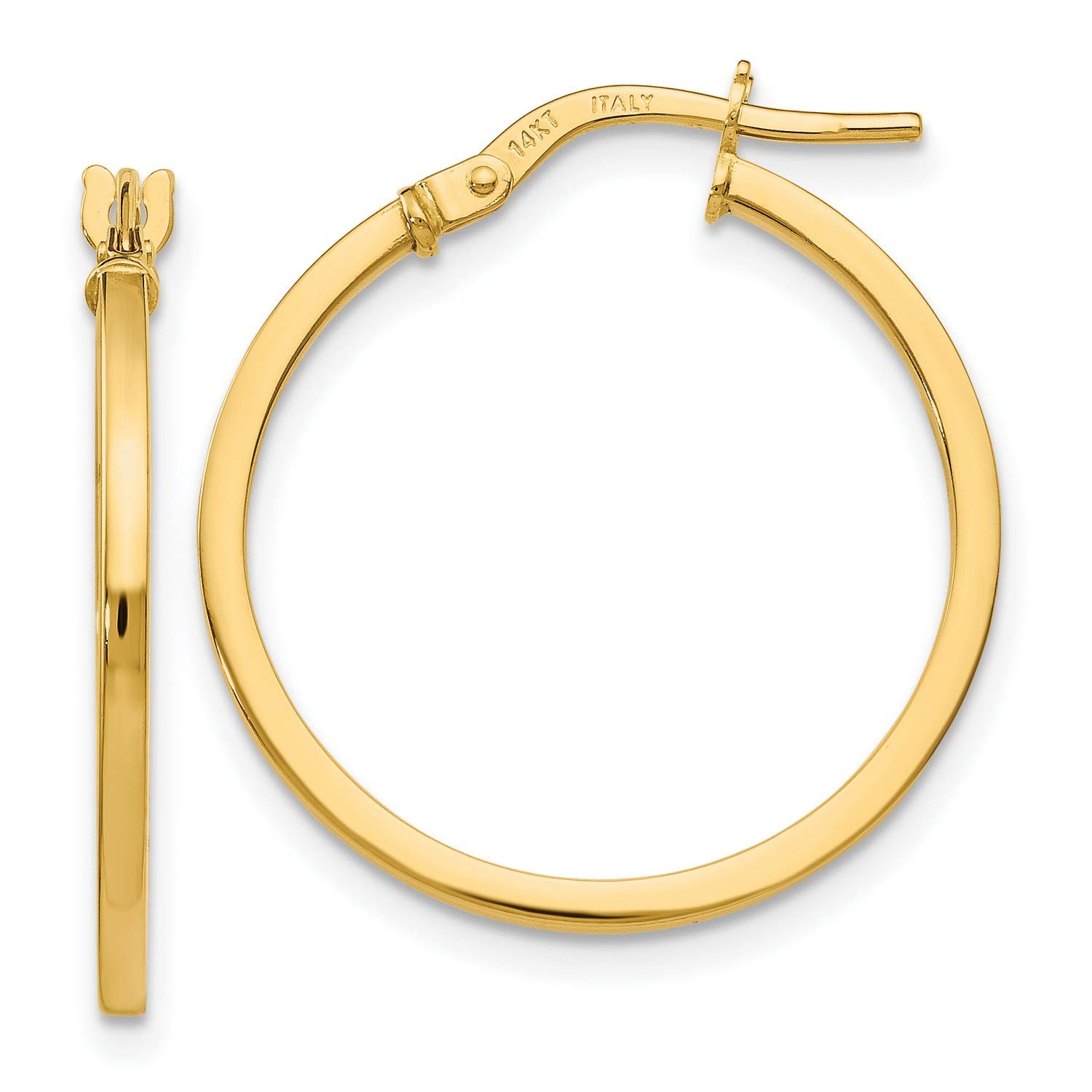 14K Yellow Gold Polished Hoop Earrings for Women - 23x21mm Classic Circle Dangle Earrings - Perfect for Everyday Wear, Parties & Gifts