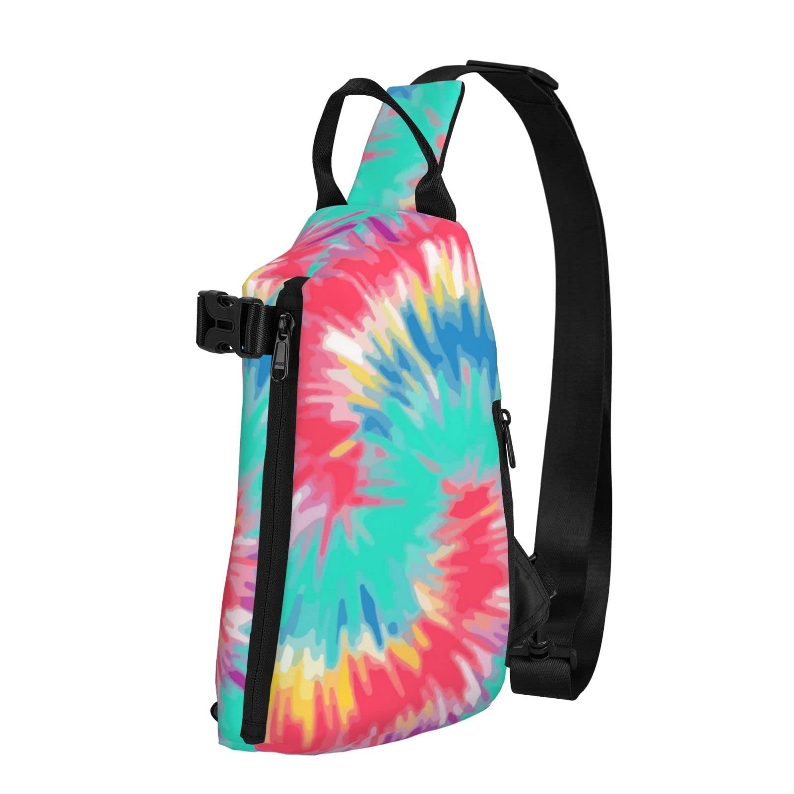 Large Capacity Sling Chest Bag - Spiral Tie Dye Abstract Rainbow Swirl Crossbody Backpack for Men & Boys - Adjustable Strap for Hiking, Outdoor Sports & Travel - Perfect for Gym, School & Daily Commute