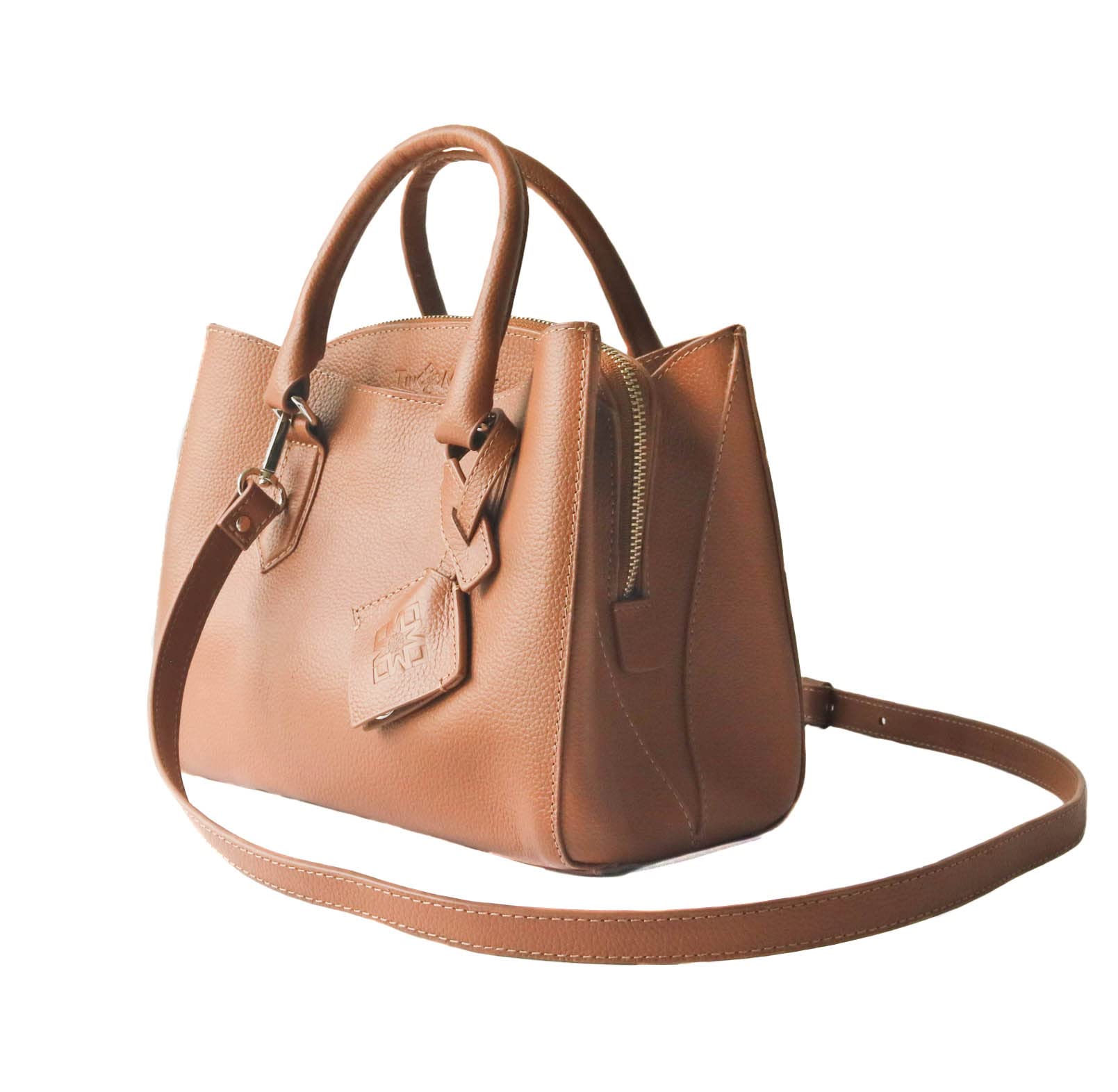 Emma Leather Satchel - Small Crossbody Bag for Women, Genuine Tan Leather Purse with Zipper Pocket, Handmade Shoulder Bag - Perfect for Work, Travel & Everyday Use
