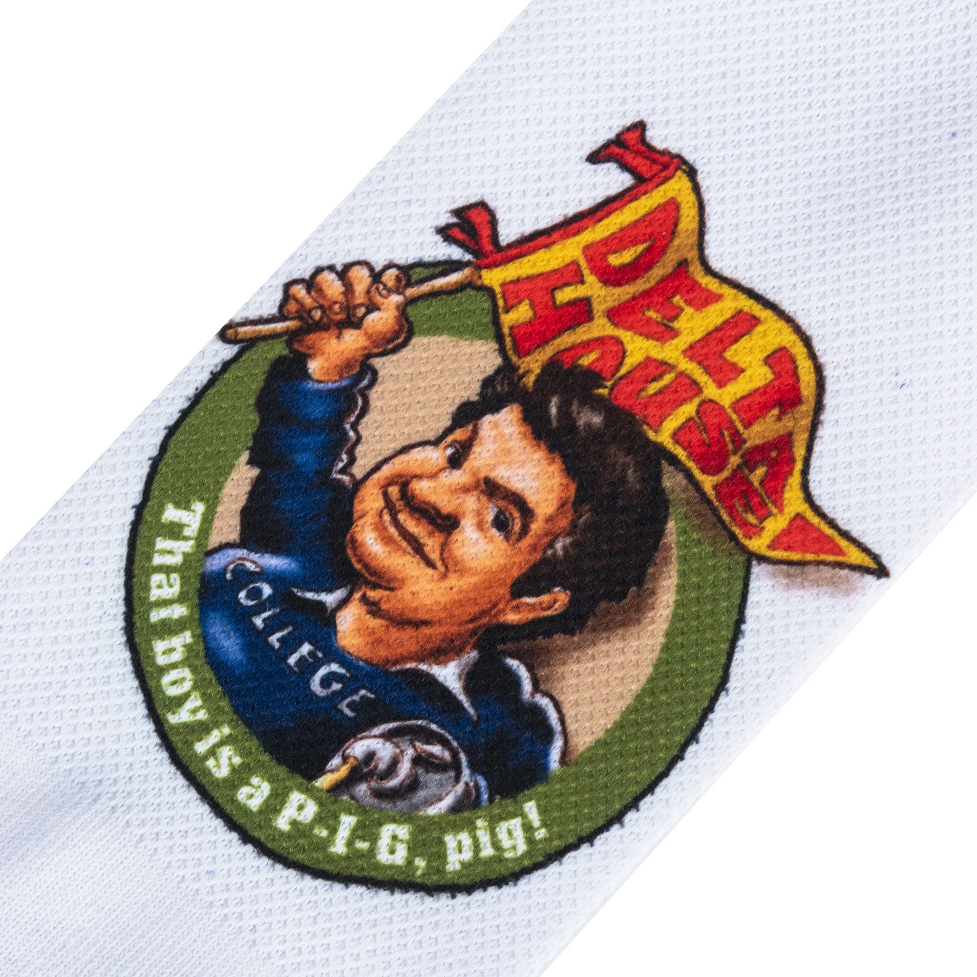 Funny Animal House Delta House Graphic Print Crew Socks for Men & Women - Large Size - Perfect for Gifts, Parties, and Casual Wear