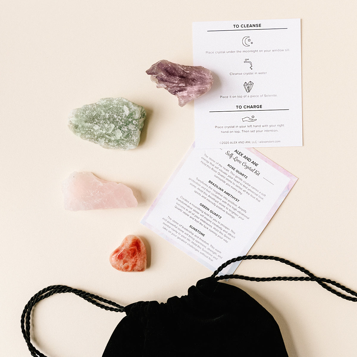 4-Piece Healing Crystal Gemstone Set with Velvet Pouch - Amethyst, Rose Quartz, Clear Quartz, Citrine - Perfect for Meditation, Reiki, and Spiritual Gifts