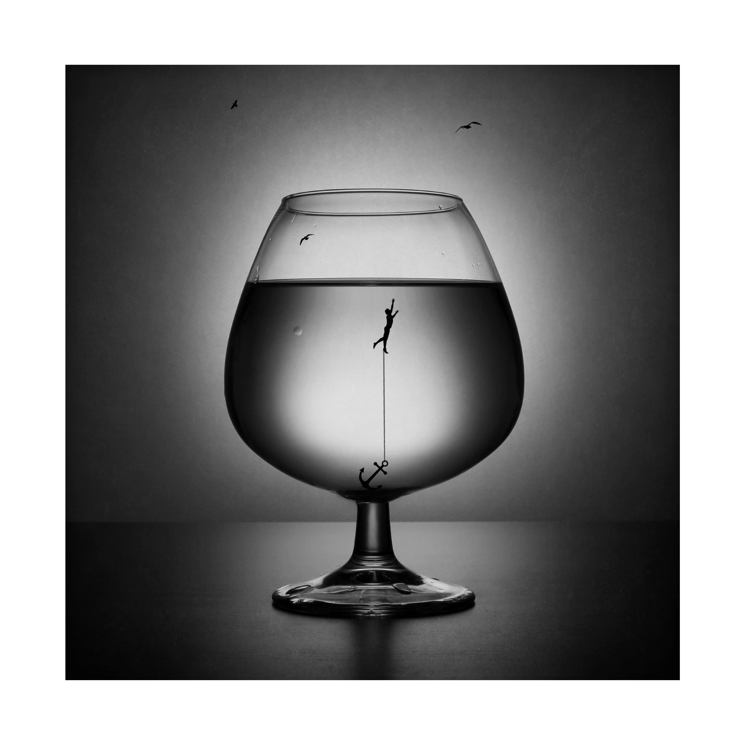 Trademark Fine Art 'Alcoholism The Drowning' Canvas Wall Art Print by Victoria Ivanova - Modern Abstract Painting for Living Room, Bedroom & Office Decor
