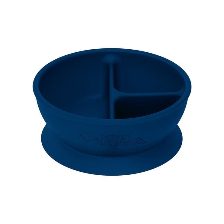 Green Sprouts Silicone Learning Bowl - Navy Blue Baby Feeding Bowl with Non-Slip Base & Easy-Grip Design - Perfect for Toddler Mealtime, Self-Feeding Practice & Mess-Free Dining