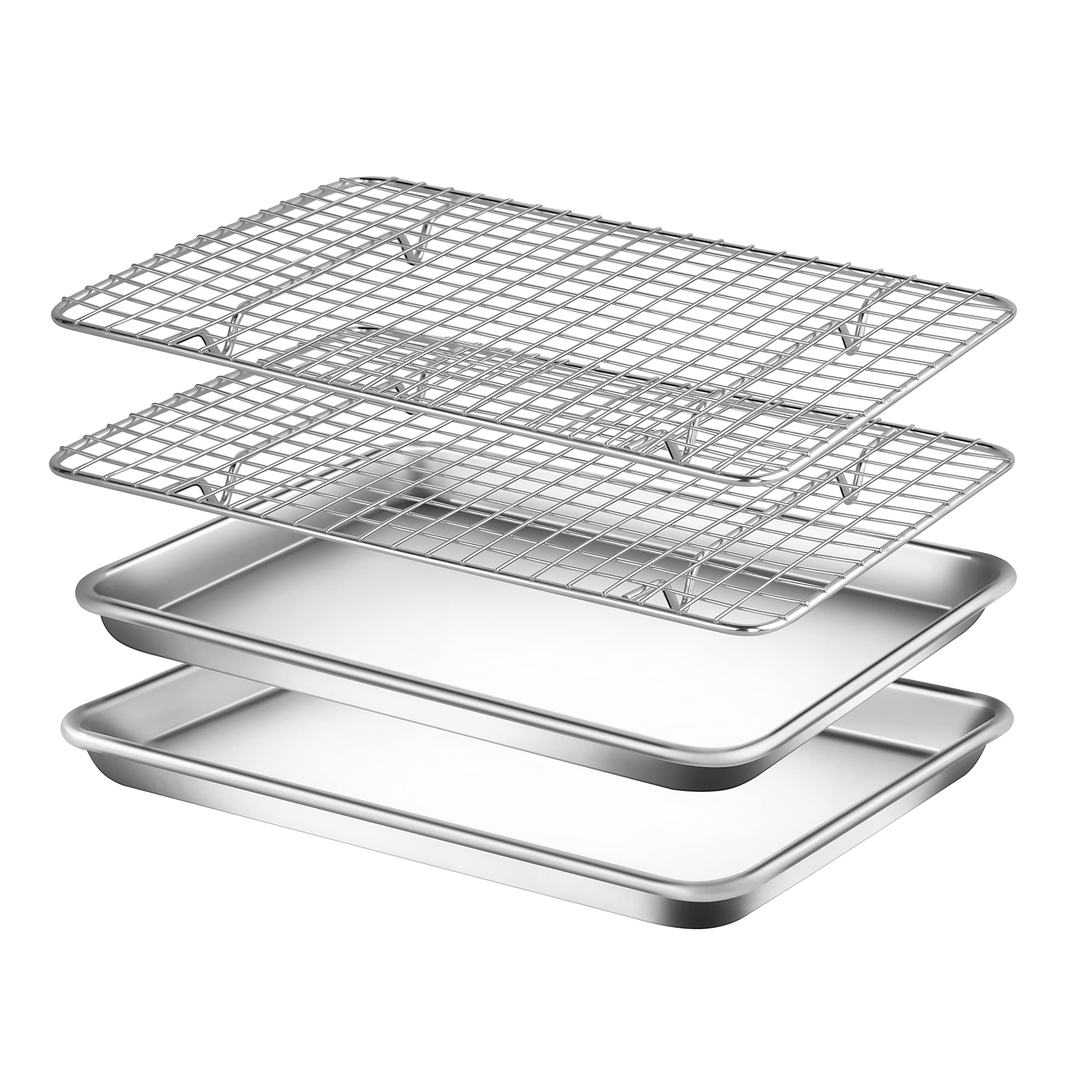 Nutrichef 2-Piece Nonstick Aluminum Baking Sheets with 2 Cooling Wire Racks - Heavy Duty 13