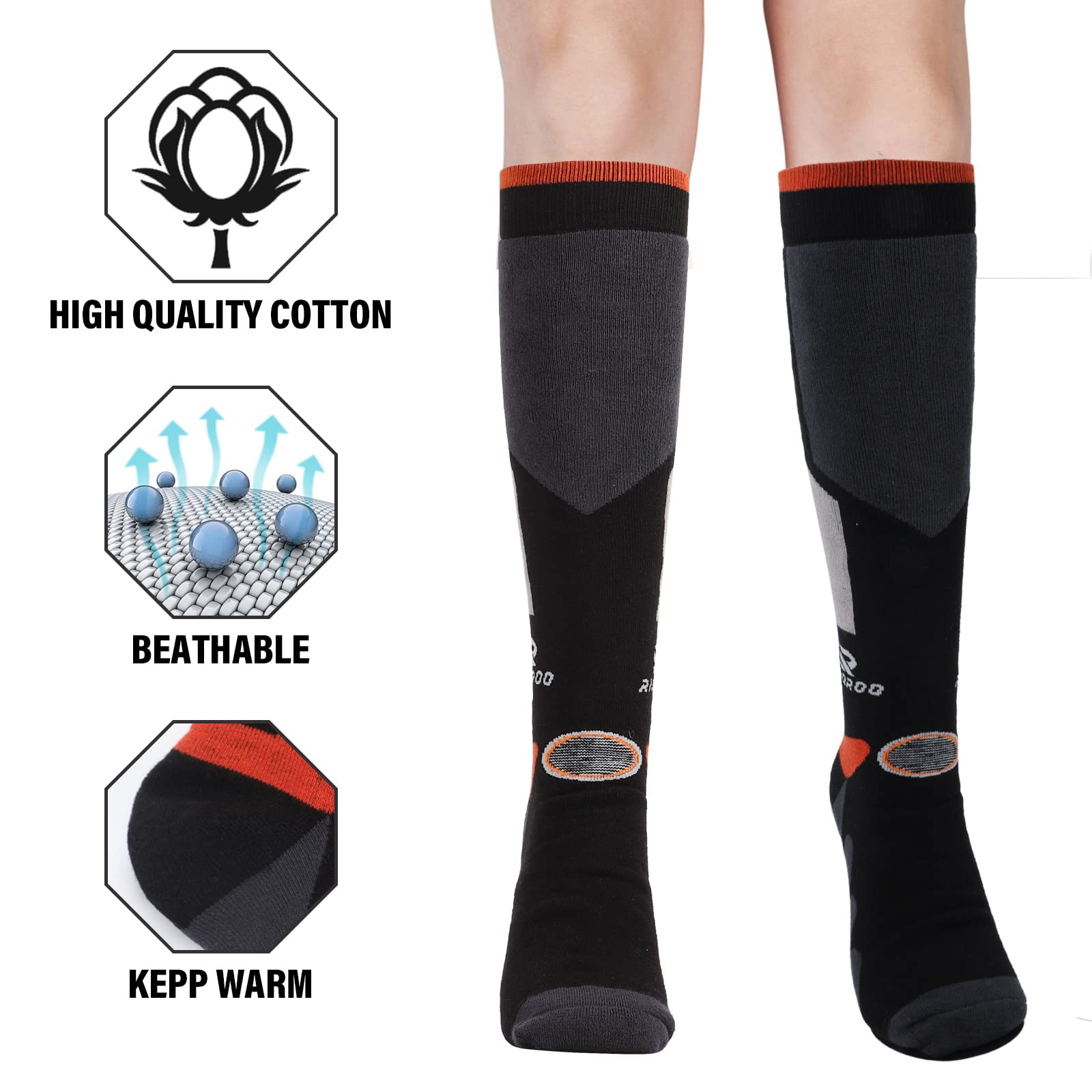 Thermal Ski Socks for Men & Women - 3 Pairs Knee-High Warm Winter Socks for Skiing, Snowboarding & Outdoor Sports - Perfect for Cold Weather Activities & Snow Adventures