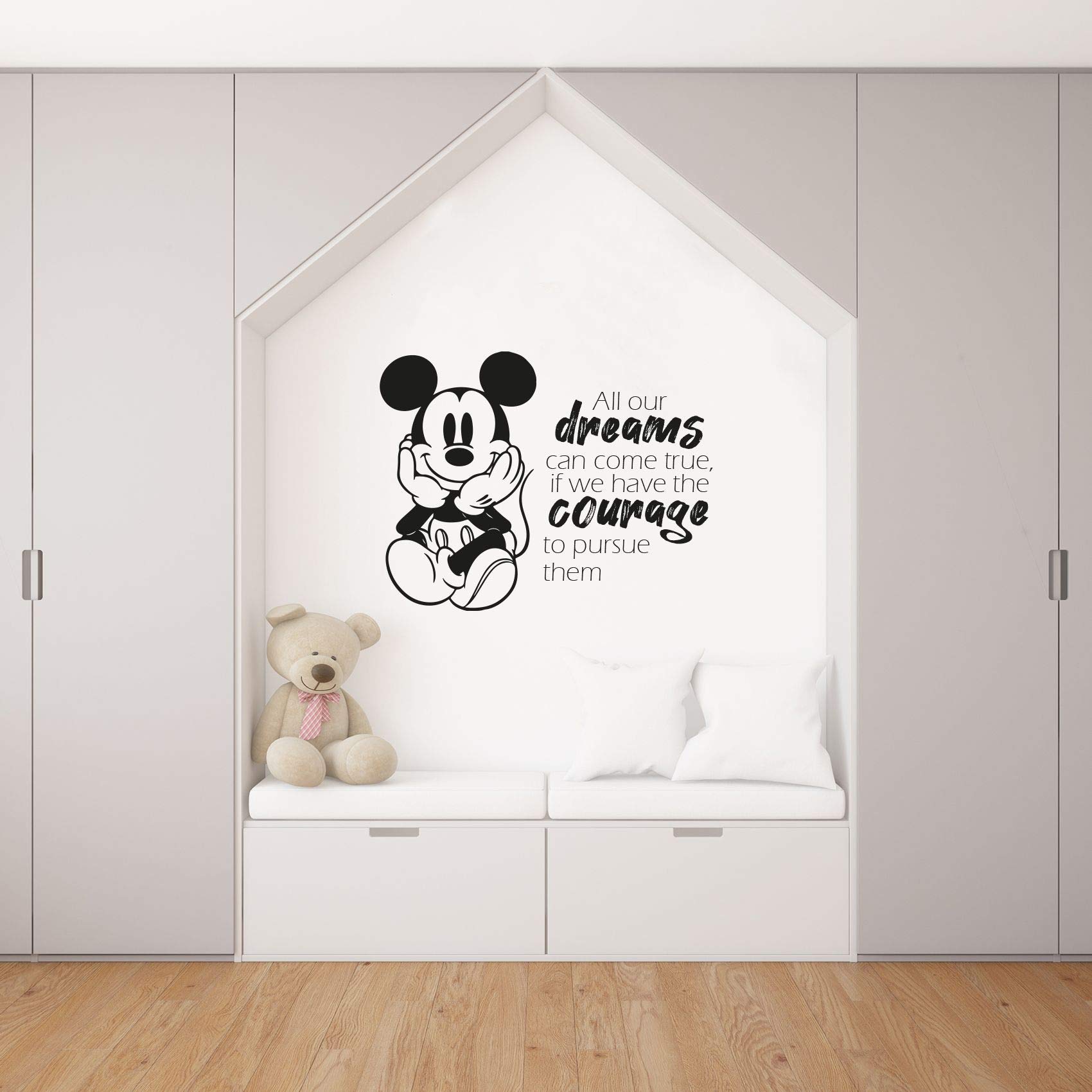 **Mickey Mouse Silhouette Vinyl Wall Art Sticker - Inspirational Quote 