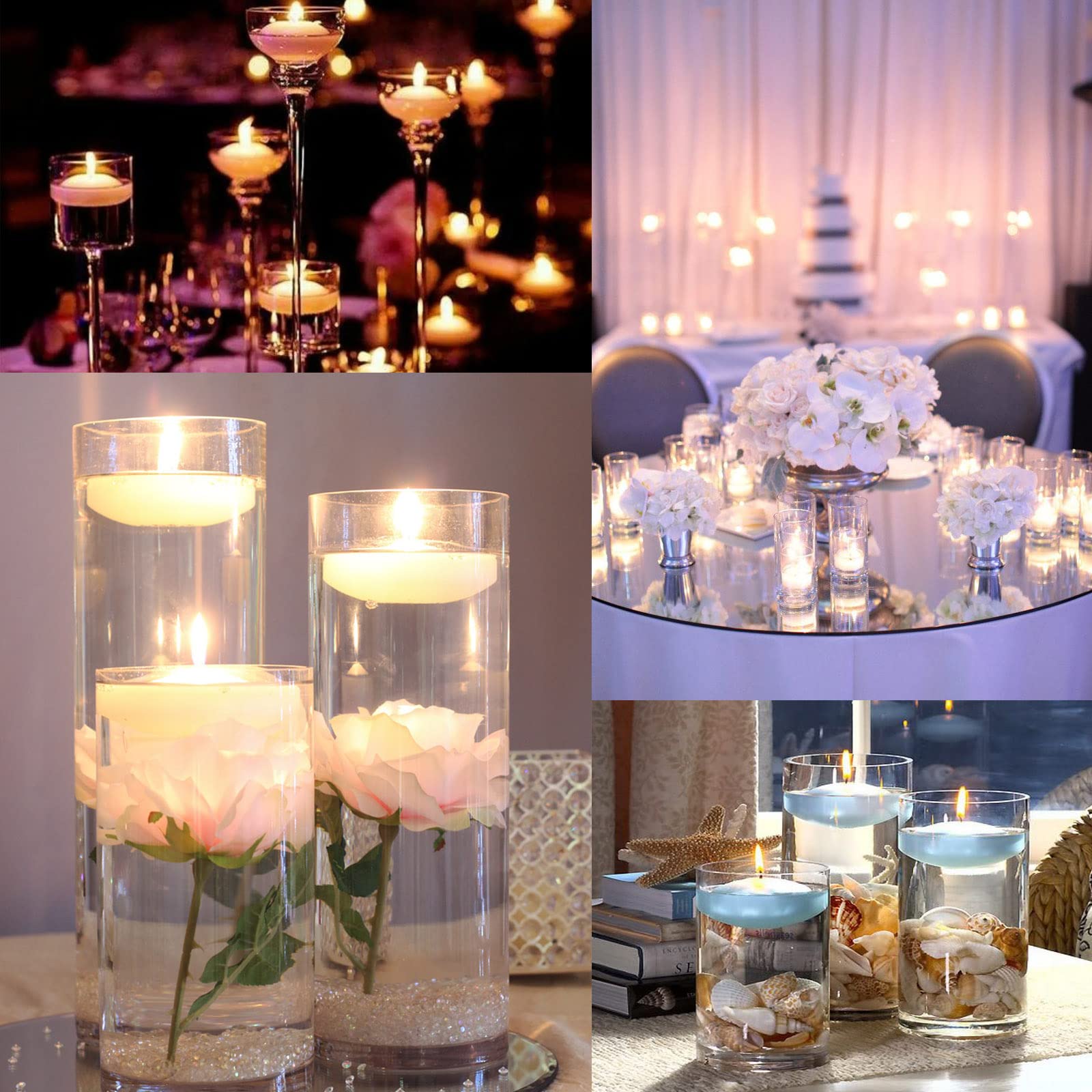 24 PCS White Floating Candles - Unscented Dripless Wax Discs for Weddings & Home Decor