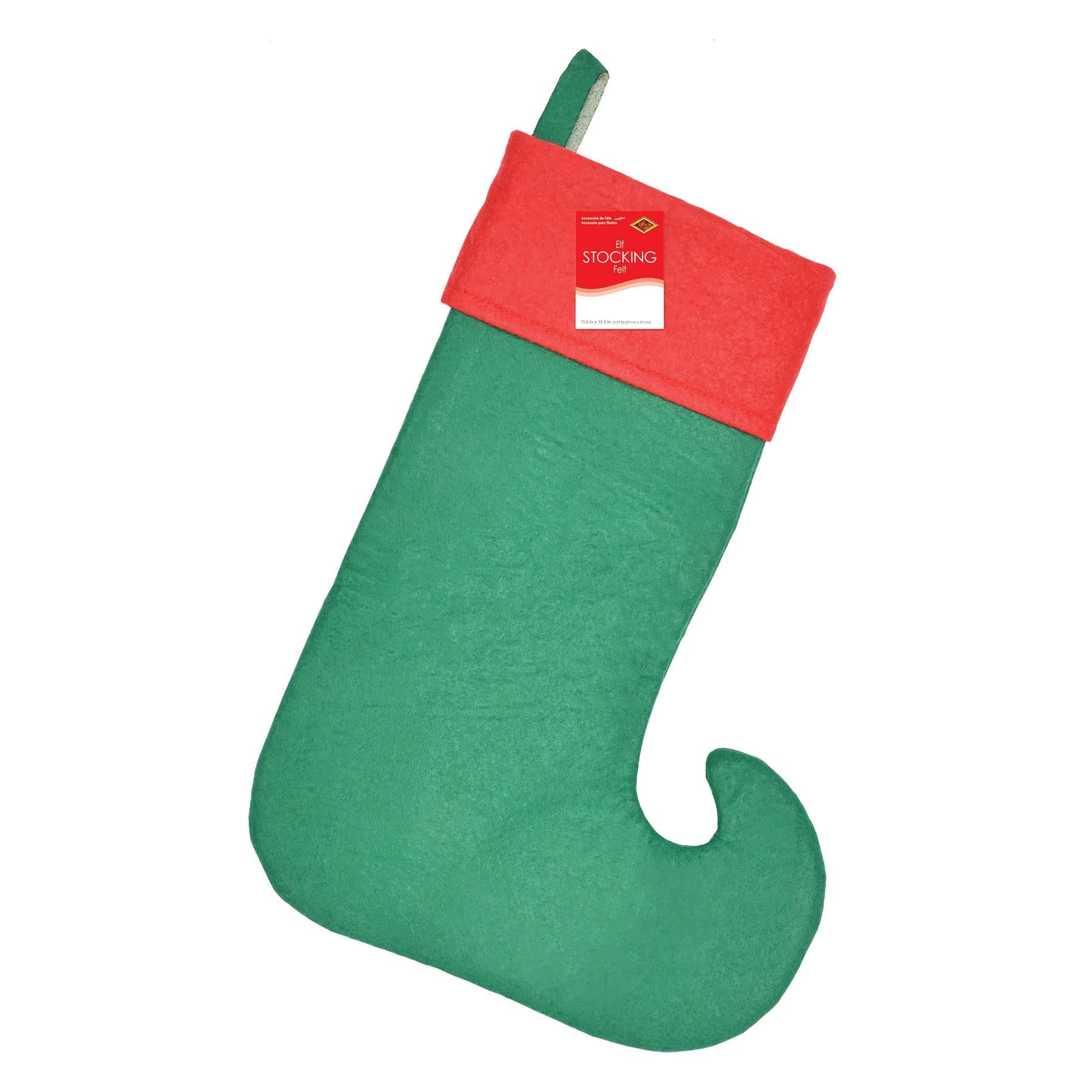 12 Pack Christmas Felt Elf Stockings - Holiday Decorations for Fireplace Mantel, Tree, and Festive Home Decor