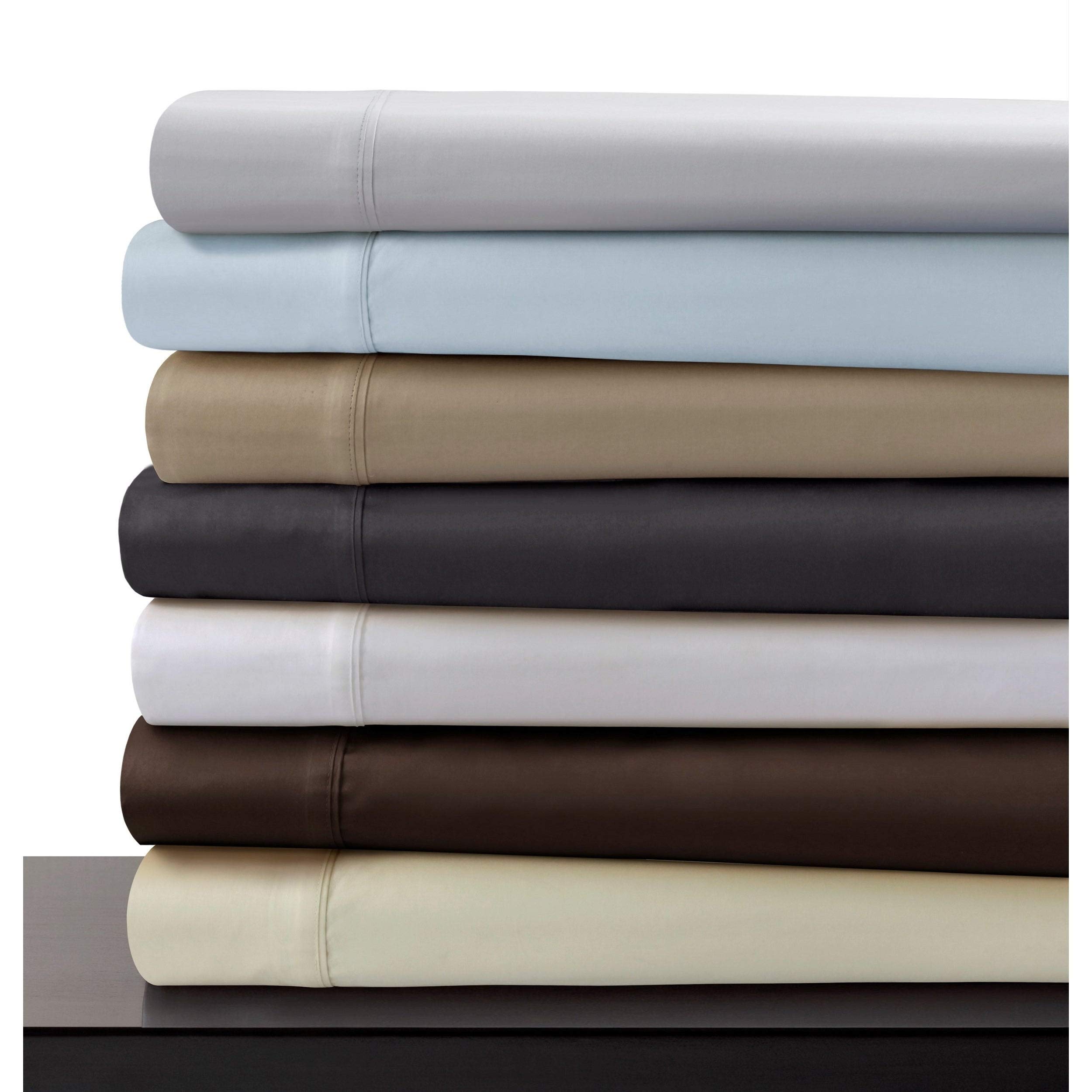 Tribeca Living 600 Thread Count Egyptian Cotton Sateen Pillowcase Set of 2 - King Size Luxury Bedding, Sky Blue Solid Pillow Covers for Hotel-Style Comfort at Home