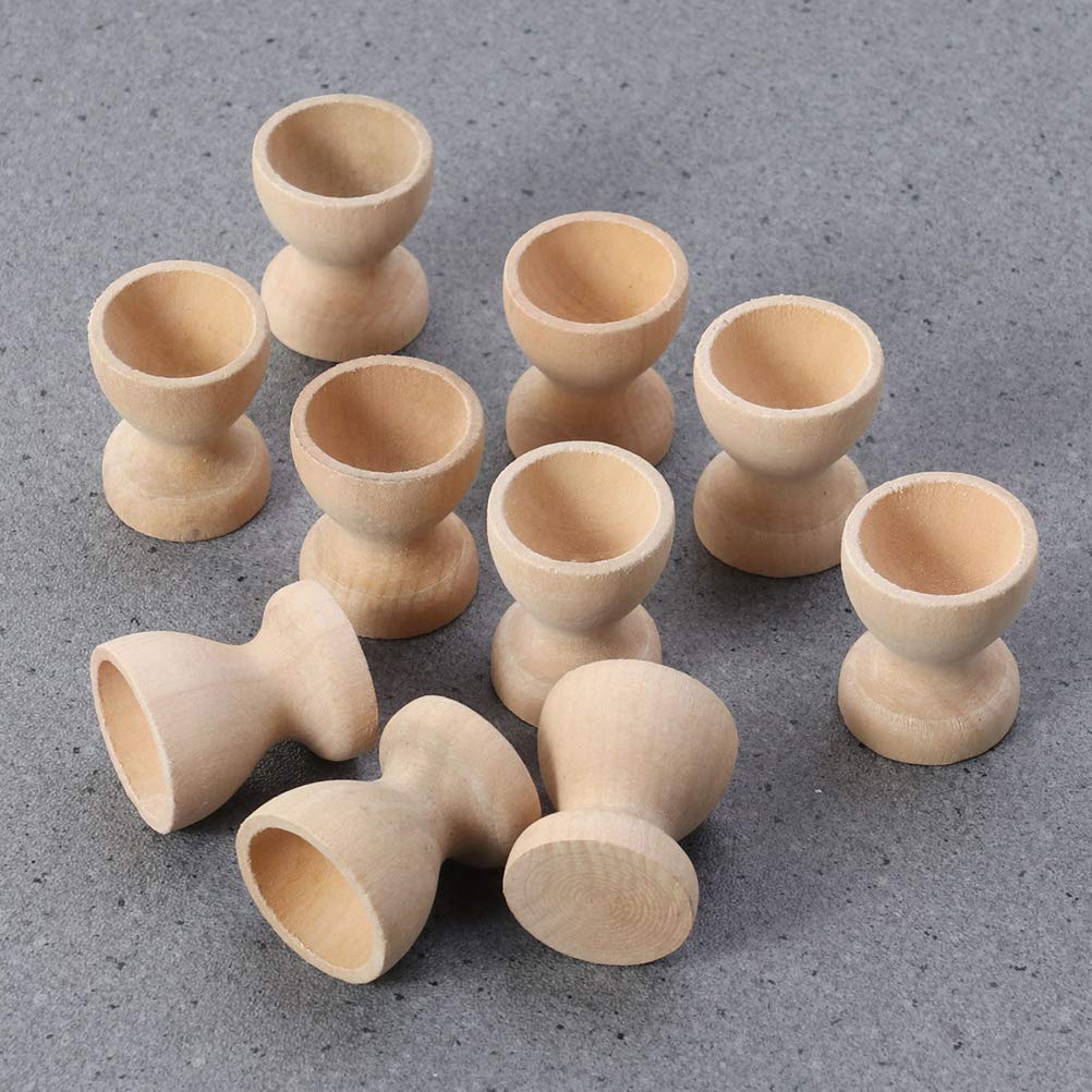 PRETYZOOM 12-Piece Wooden Egg Holder Set - Kitchen Countertop & Refrigerator Egg Storage Tray - Natural Wood Egg Cups for Home Organization, Breakfast Display & Party Favors - Perfect for Easter Decor, Farmhouse Kitchen & Brunch Serving
