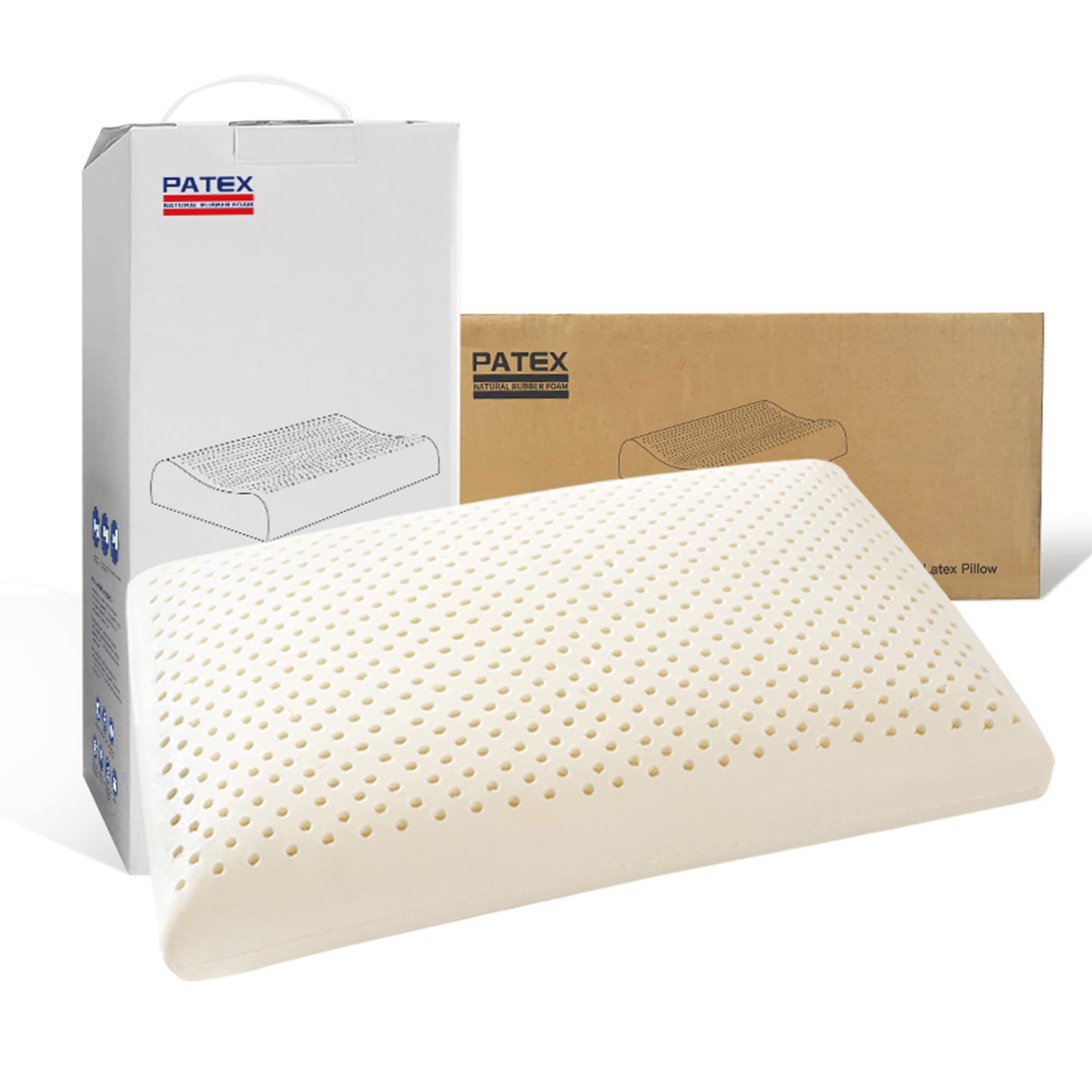 **PATEX Ultra Soft Natural Latex Pillow for Neck & Shoulder Pain Relief - Ergonomic Contour Pillow for Side, Back & Stomach Sleepers - Breathable & Washable Pillowcase - Perfect for Home, Travel & Office Use**