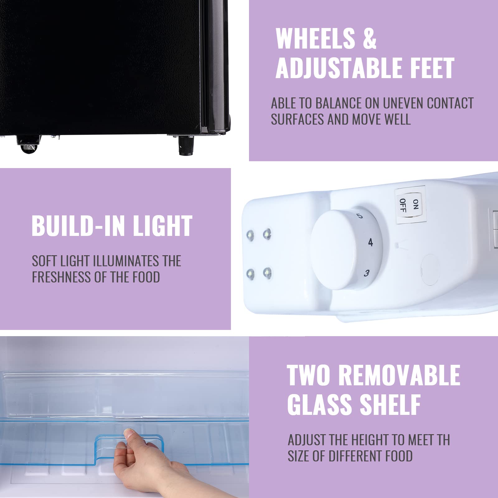 3.5 Cu.Ft Mini Refrigerator with Dual Door & Adjustable Temperature - Top Mount Freezer Compact Fridge for Home, Office, Dorm - Perfect for Small Spaces, Bedrooms & Apartments (Black)