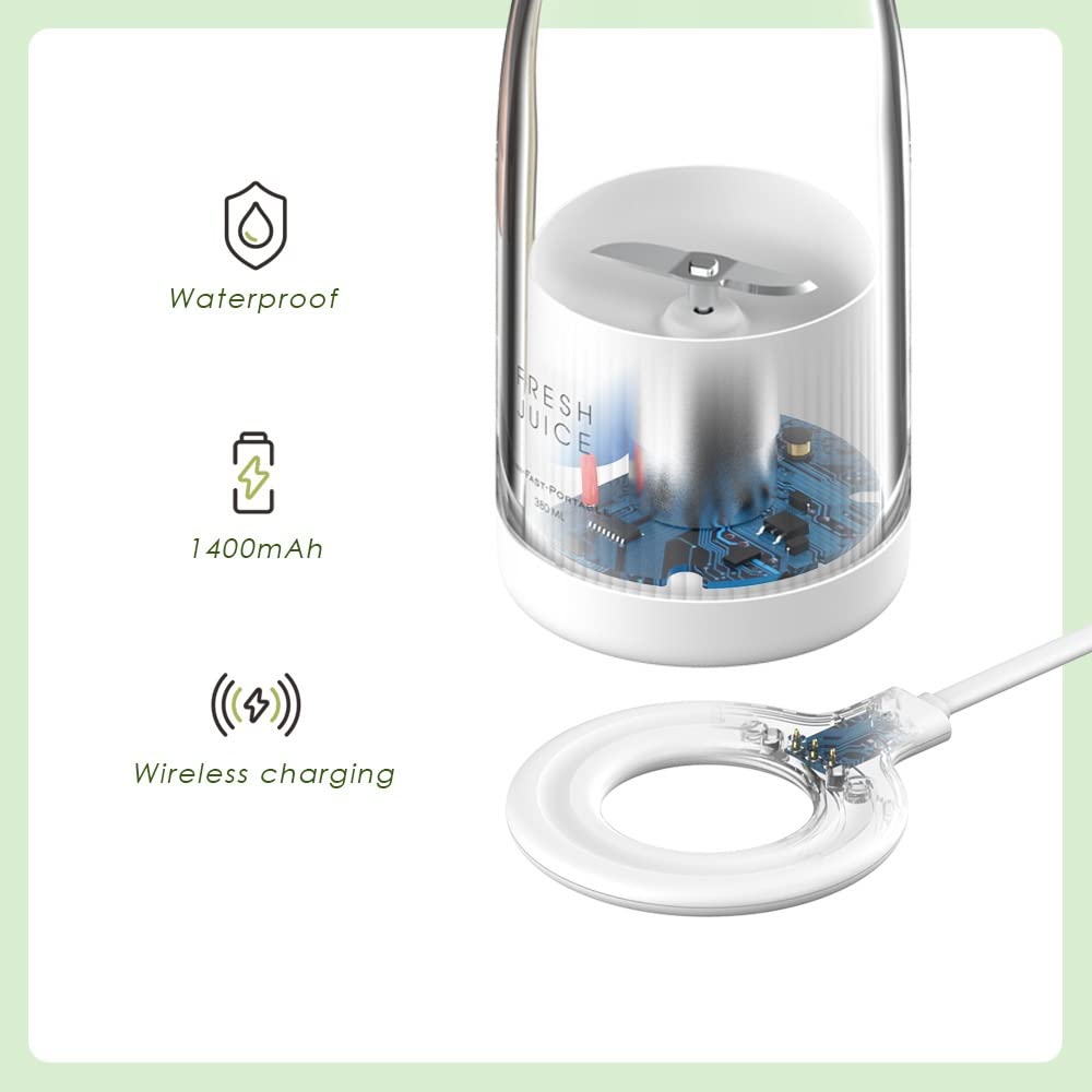 Portable Personal Blender for Smoothies & Shakes - USB Rechargeable Mini Blender for Fresh Juice, Fruits & Protein Shakes - Perfect for Gym, Travel, Camping & Office - Compact Wireless Blender (White)