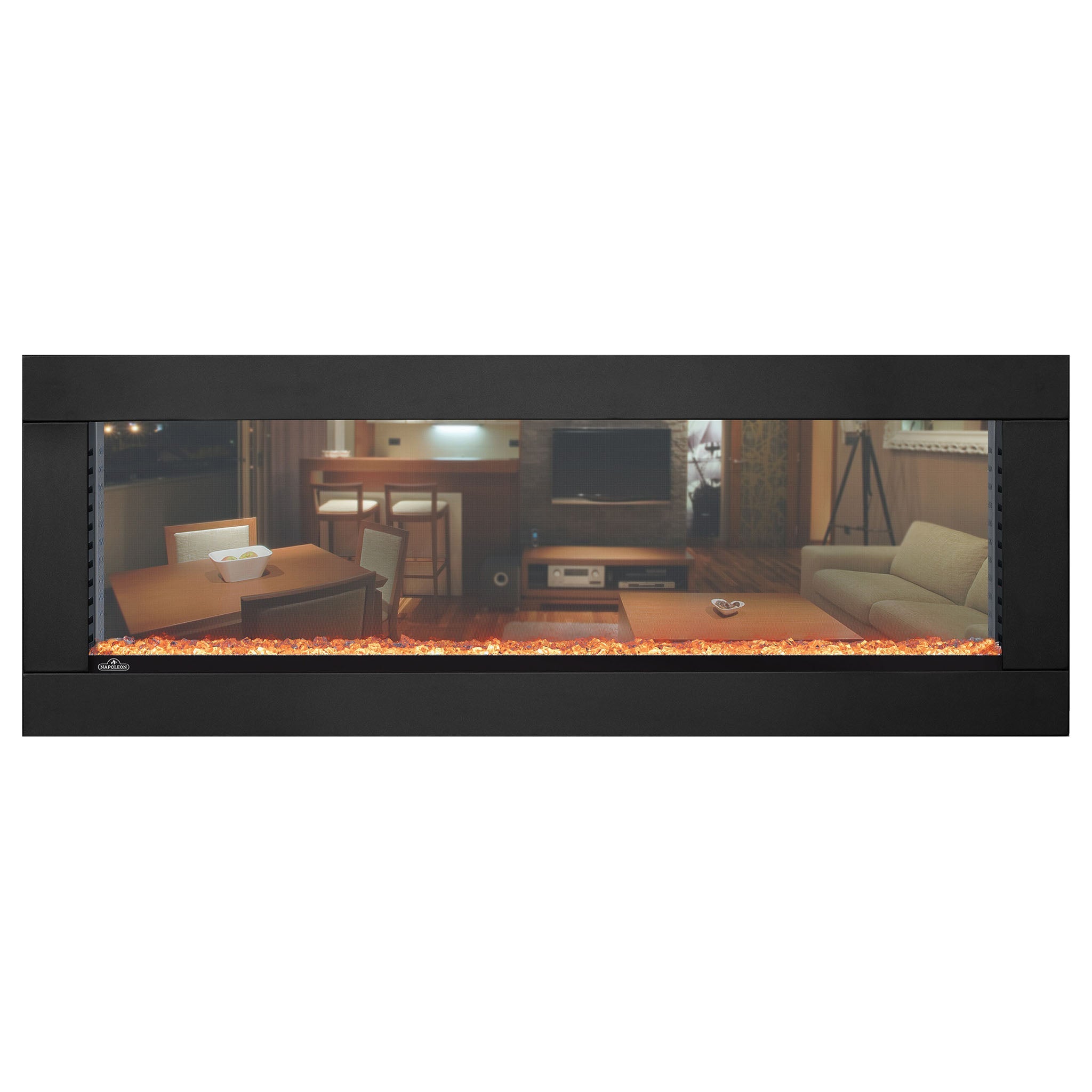 Napoleon Clearion Elite 60-Inch See-Through Electric Fireplace - Modern Indoor Heating for Living Room, Bedroom & Office Spaces