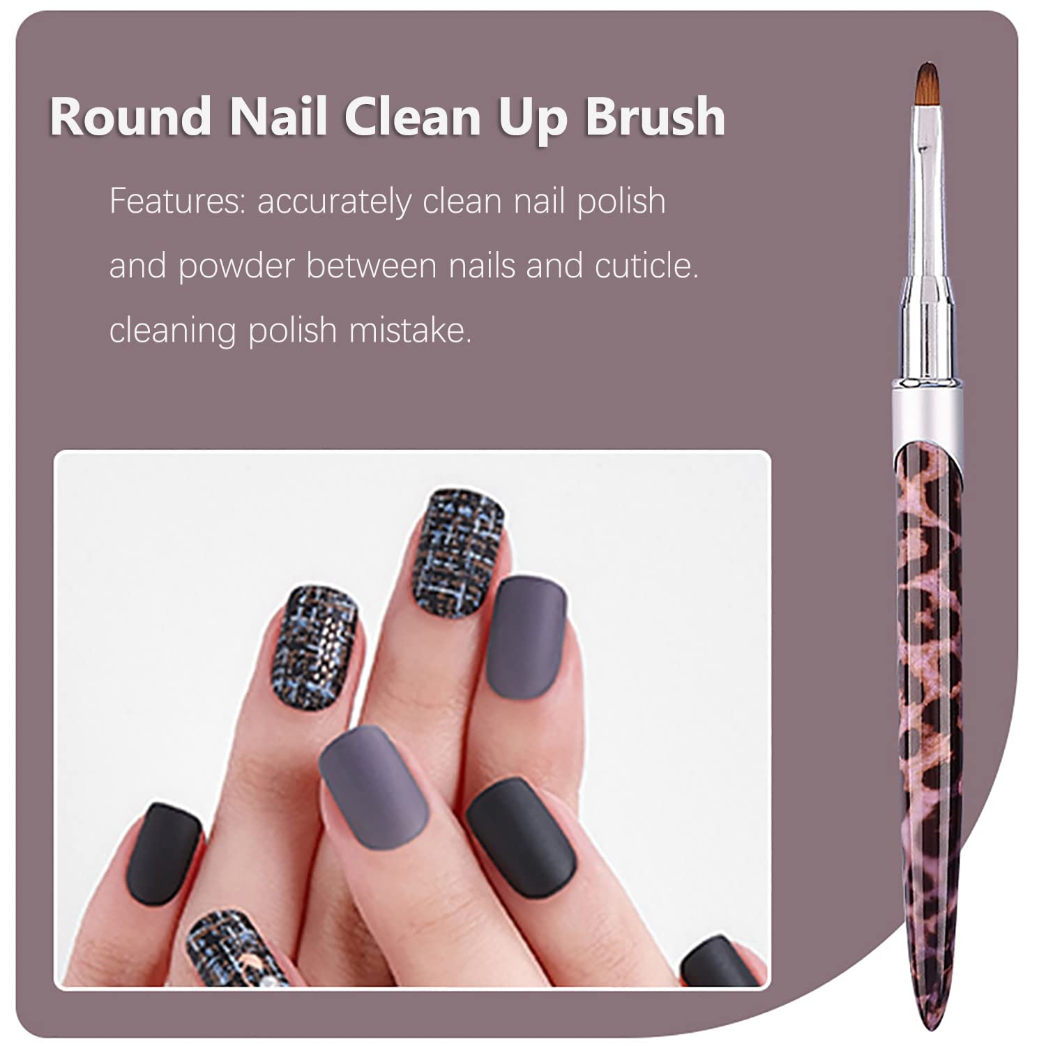 DANNEASY 2pcs Professional Nail Clean Up Brush Set - Nail Polish Remover Brush, Nail Art Brush for Acrylic Nails, Perfect for Nail Design & Cleaning Polish - Ideal for Salon, Home Manicure & DIY Nail Art