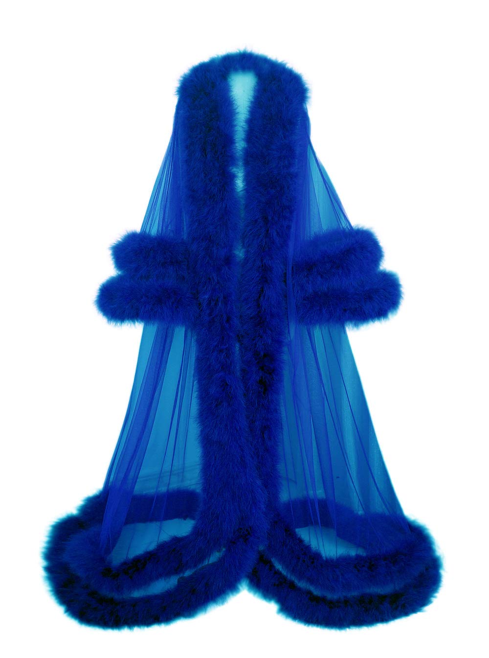 Luxury Marabou Feather Robe with Belt - Soft Plush Dressing Gown for Women, Elegant Double Row Feather Trim, Perfect for Boudoir Photo Shoots, Bridal Lingerie & Spa Relaxation