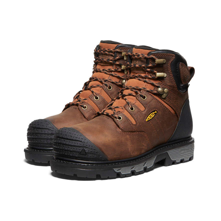**Men's Camden 6 Waterproof Work Boot with Carbon Toe - Leather Brown/Black - Durable & Comfortable for Construction, Hiking & Outdoor Work**