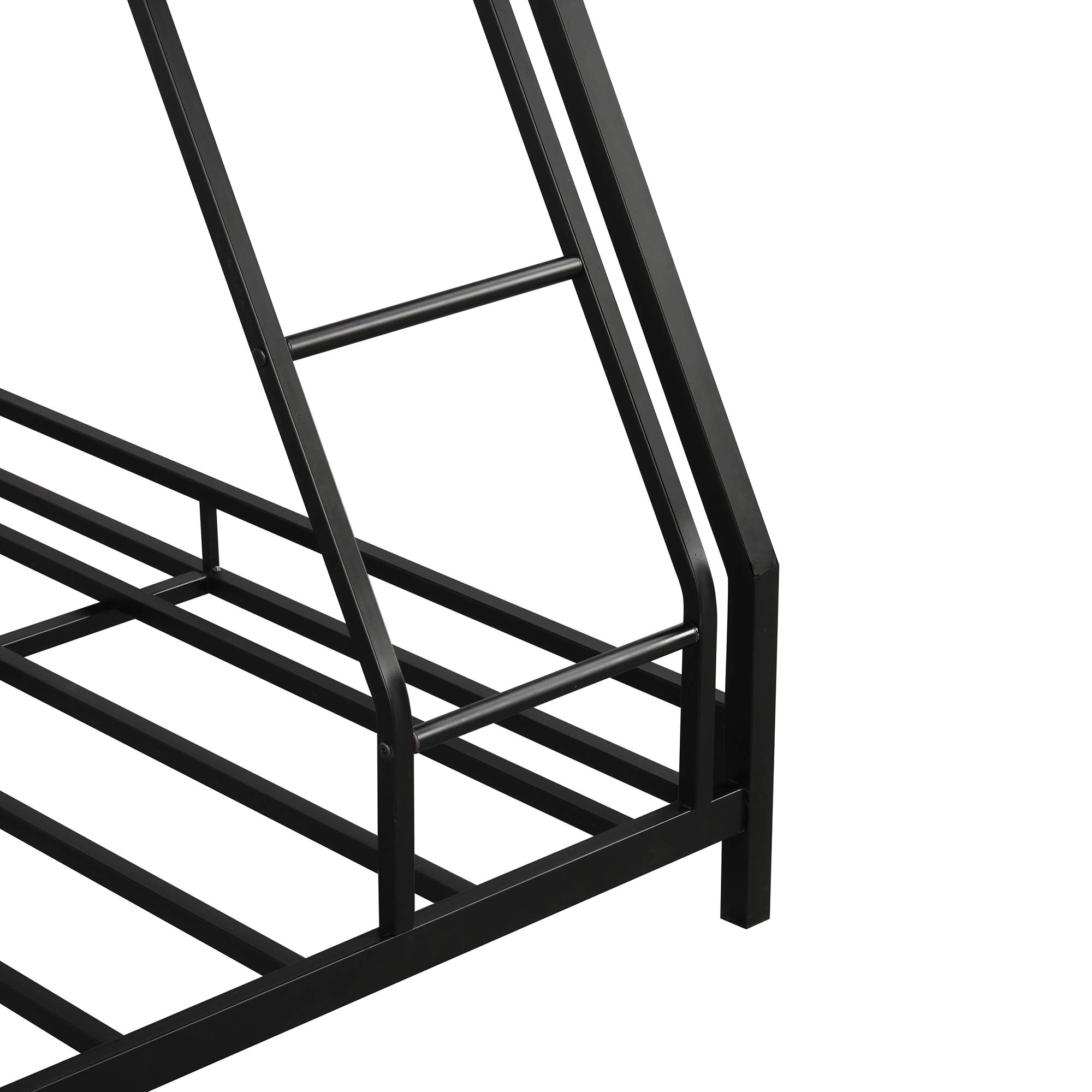 Metal Twin Over Full Bunk Bed for Kids - Space Saving Bed Frame with Ladder, No Box Spring Needed - Sturdy Black Bunk Bed for Small Rooms, Dormitories & Guest Rooms