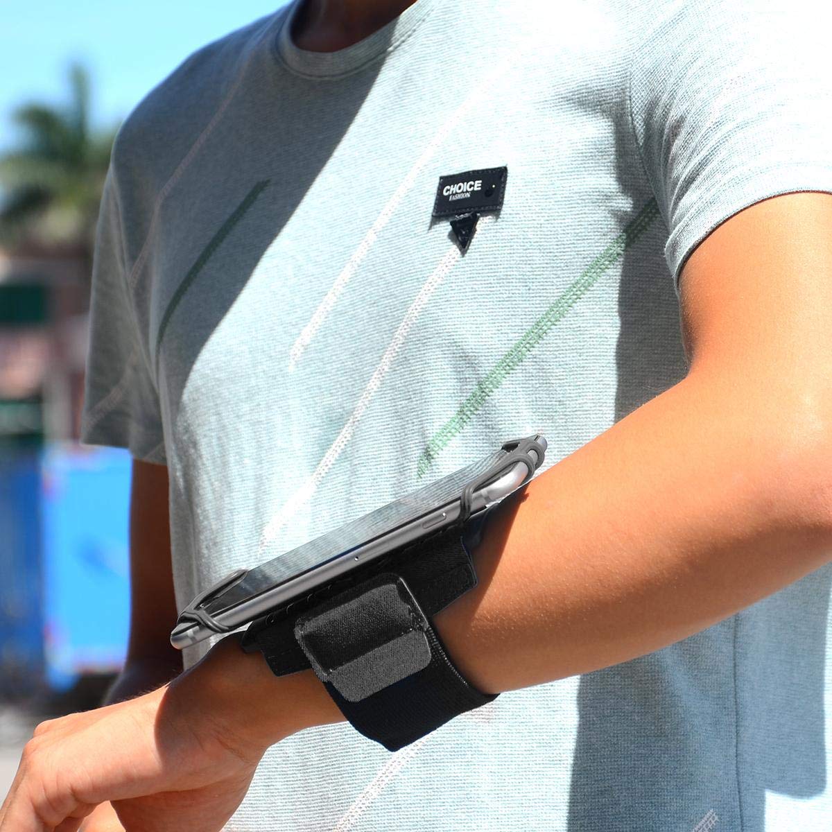 BoxWave ActiveStretch Sport Armband for ASUS ROG Phone 5 Ultimate - Adjustable Workout & Running Arm Holster in Jet Black - Perfect for Gym, Jogging & Outdoor Activities