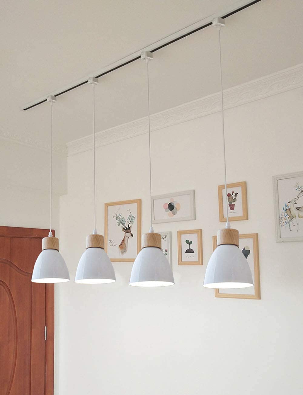 Dimmable 3-Light J-Type Track Lighting Fixture with Macaron Aluminum Shade - 24 Inch White | Modern Pendant Light for Kitchen, Living Room & Retail Spaces