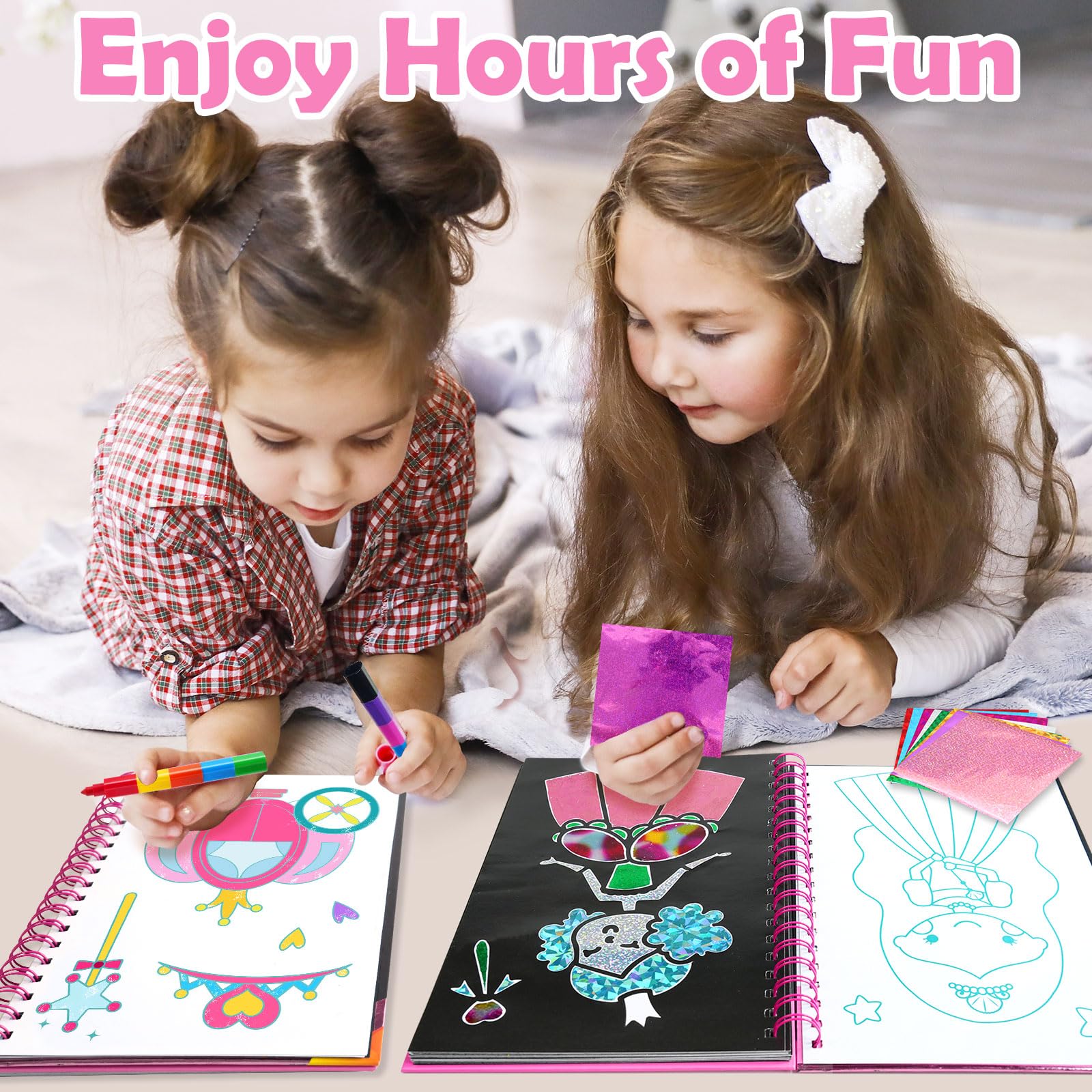 Foil Art Craft Kit for Kids - DIY No Mess Sticker Activity Set, Creative Travel Toys for Toddlers Ages 4-9, Easter Basket Stuffers, Birthday Gifts for Boys & Girls (Princess Theme) - Perfect for Party Favors & Classroom Art Projects