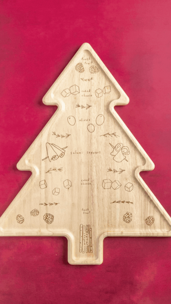 Meg Quinn CharcuteTree Charcuterie Board - 18 x 15.33 Inches Wooden Serving Tray for Cheese, Charcuterie & Appetizers - Perfect for Entertaining, Parties & Holiday Gatherings