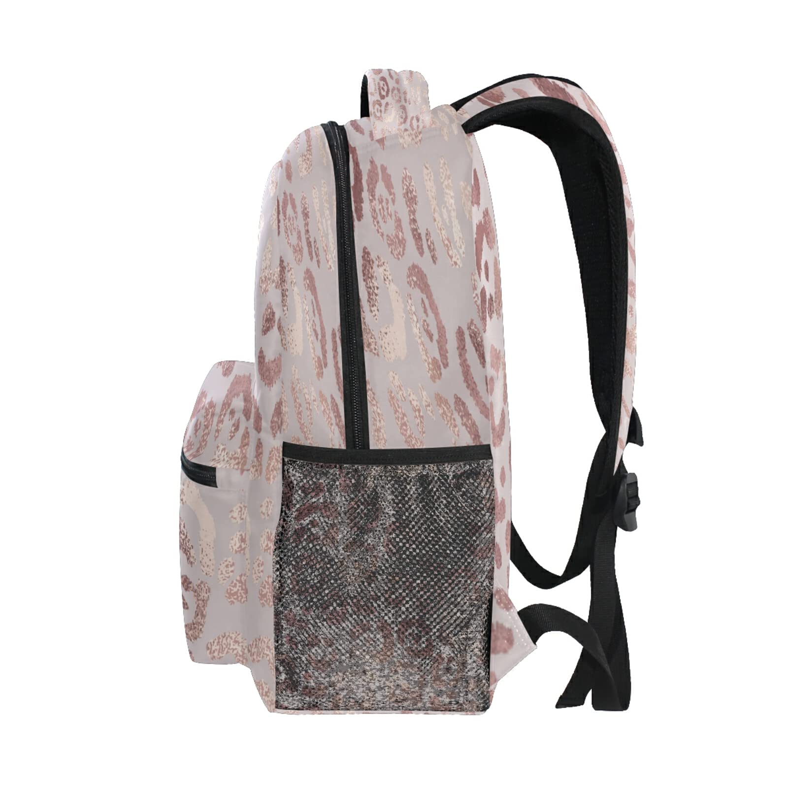 Leopard Print Cheetah Rose Gold Backpack for Girls - Stylish School Bag, Bookbag & Travel Daypack (One Size) - Perfect for School, College, Travel & Everyday Use
