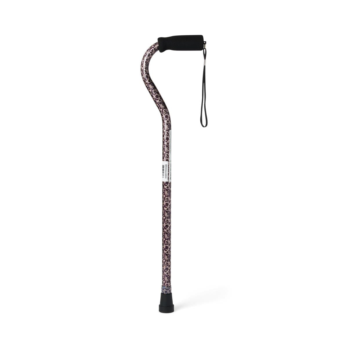 Premium Aluminum Walking Cane with Ergonomic Offset Handle - Stylish Black Paisley Design for Seniors & Mobility Support - Perfect for Daily Use, Travel, and Fashion Accessory