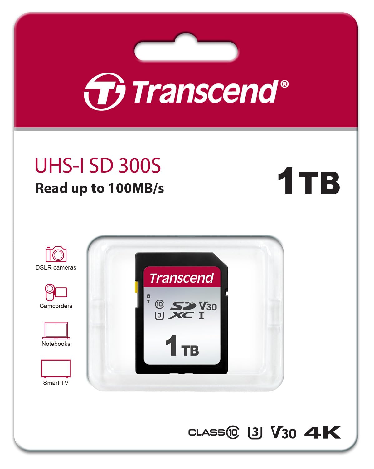 Transcend 1TB SDXC Memory Card - Class 10, UHS-I U3, V30 - High Speed for 4K Ultra HD Video - Compatible with Digital Cameras, DSLRs, Dash Cams & Car Radios - Perfect for Photography, Videography & In-Car Entertainment