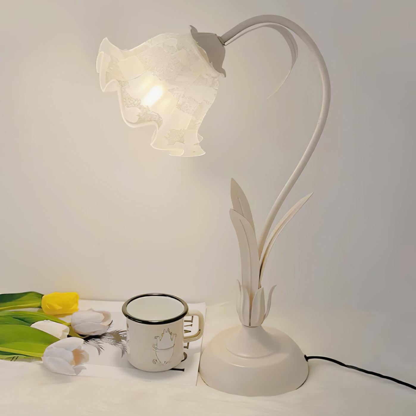 Lily of the Valley Table Lamp - Elegant Floral Nightstand Light for Bedroom, Living Room & Office Decor - Perfect for Reading, Relaxing & Creating Cozy Atmosphere