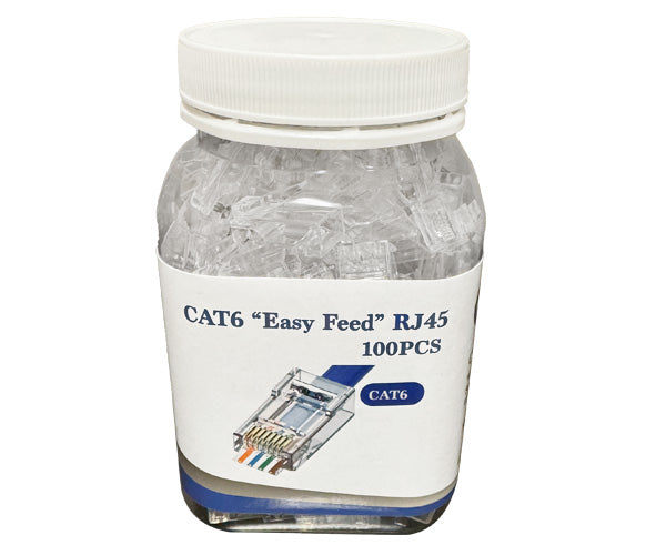 CAT6 Easy Feed RJ45 Connector for Ethernet Cables Under 6.5mm OD - Ideal for Network Installations, Home Office & Data Centers