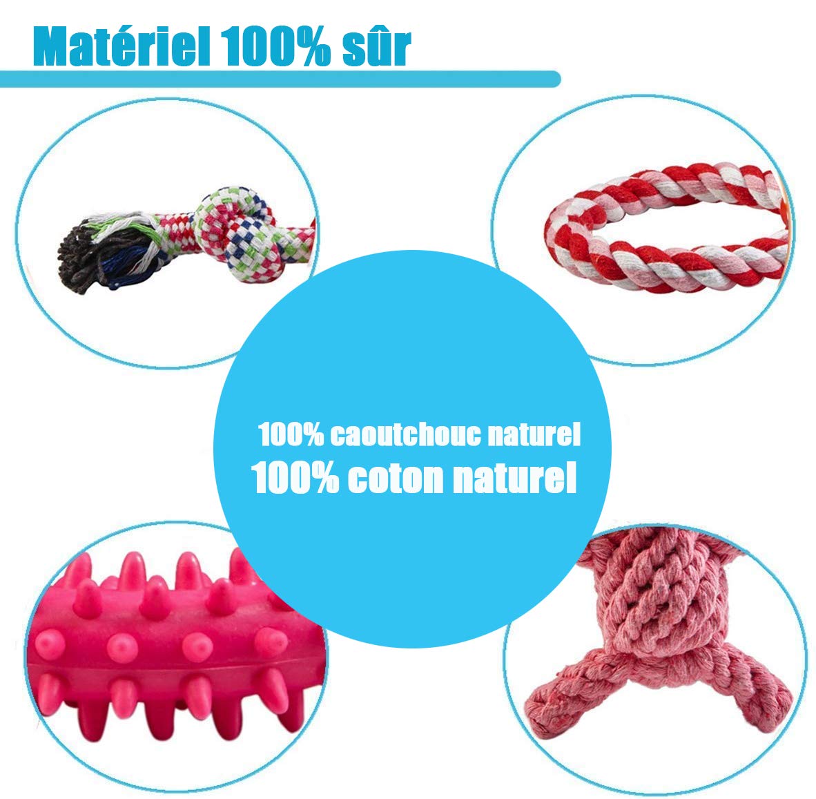 **FONPOO Durable Dog Chew Toys for Small & Medium Dogs - 10-Piece Rope Toy Set for Anxiety Relief & Boredom Prevention - Perfect for Training, Playtime & Birthday Gifts (Blue)**    *Use Cases: Great for interactive play, teething puppies, indoor/outdoor fetch, and keeping dogs entertained during alone time.*